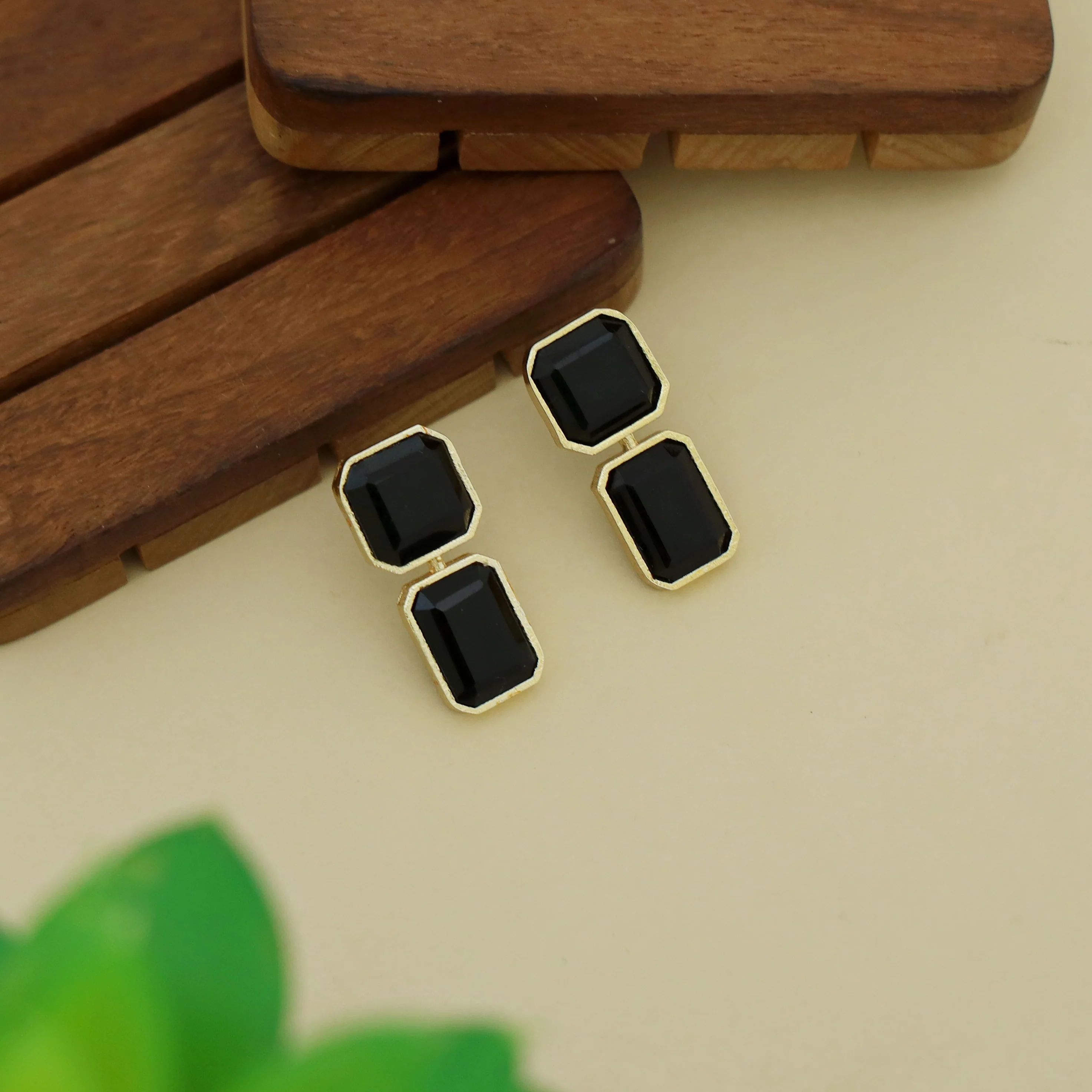 Adore - 2 Stone Square Daily Wear Earrings (Colours Available) - Image 11