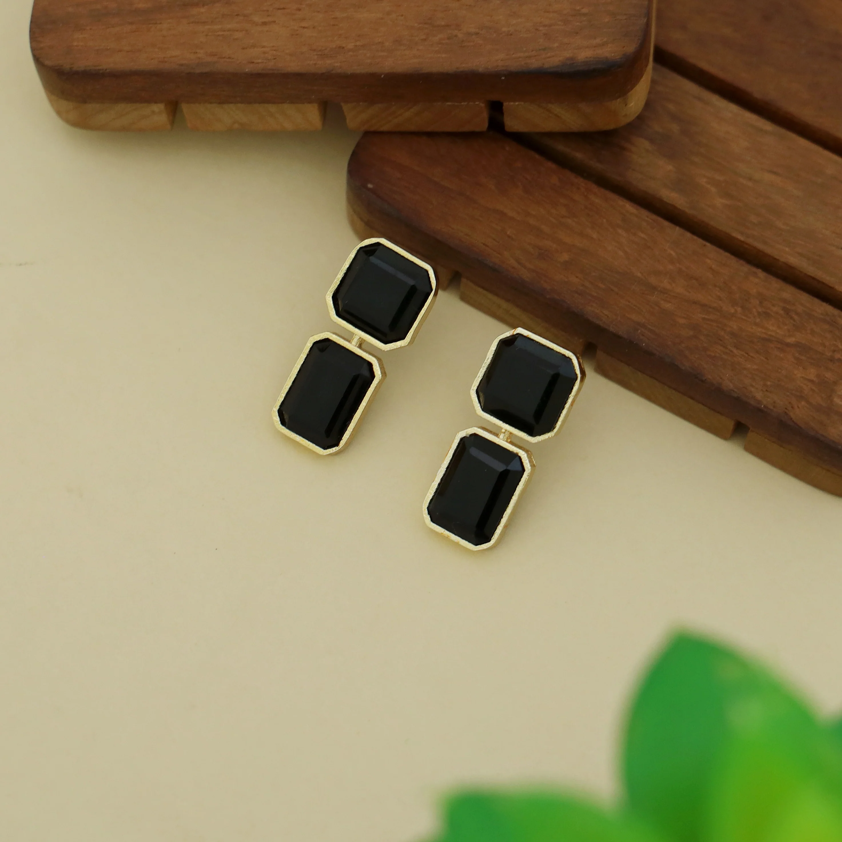 Adore - 2 Stone Square Daily Wear Earrings (Colours Available) - Image 12