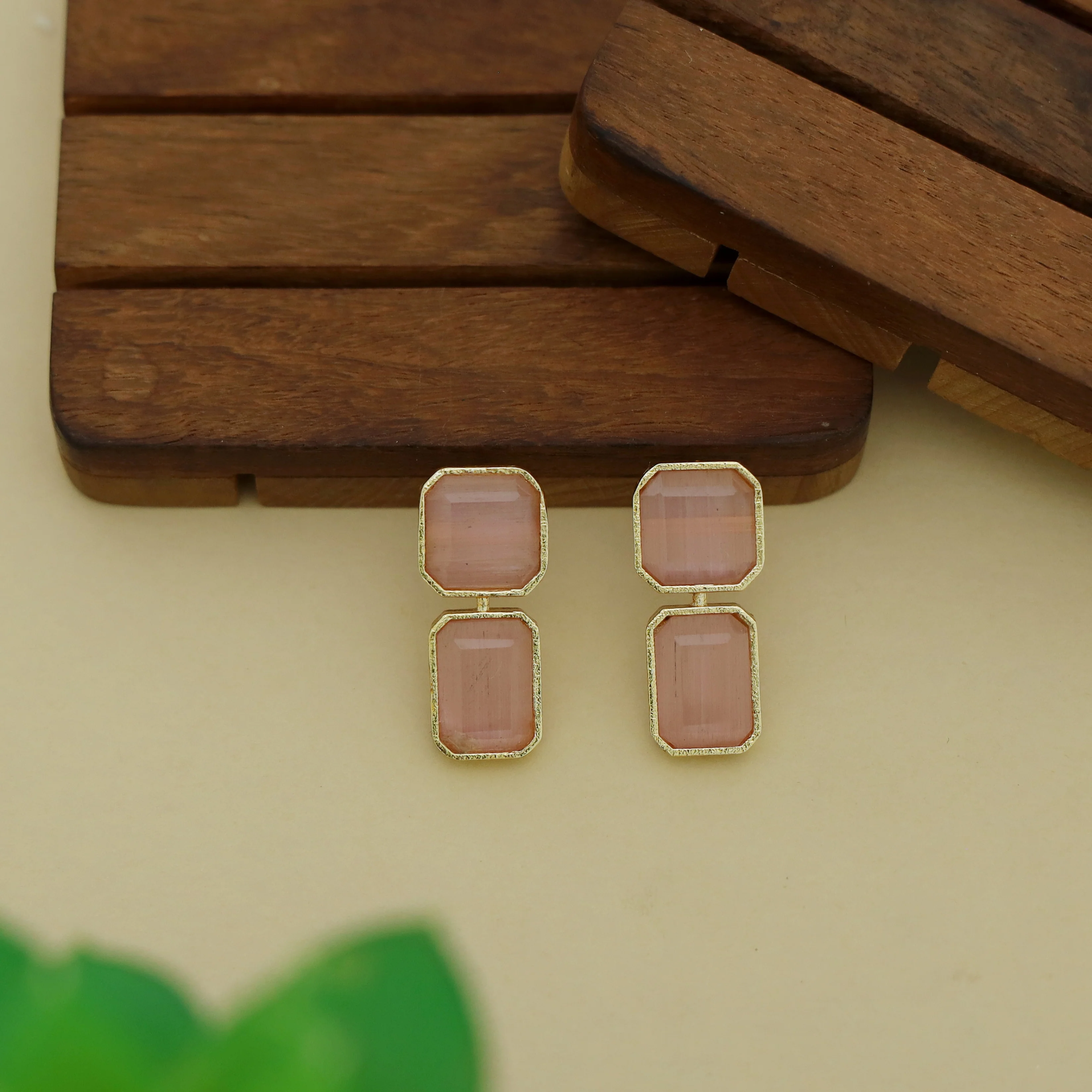 Adore - 2 Stone Square Daily Wear Earrings (Colours Available) - Image 5