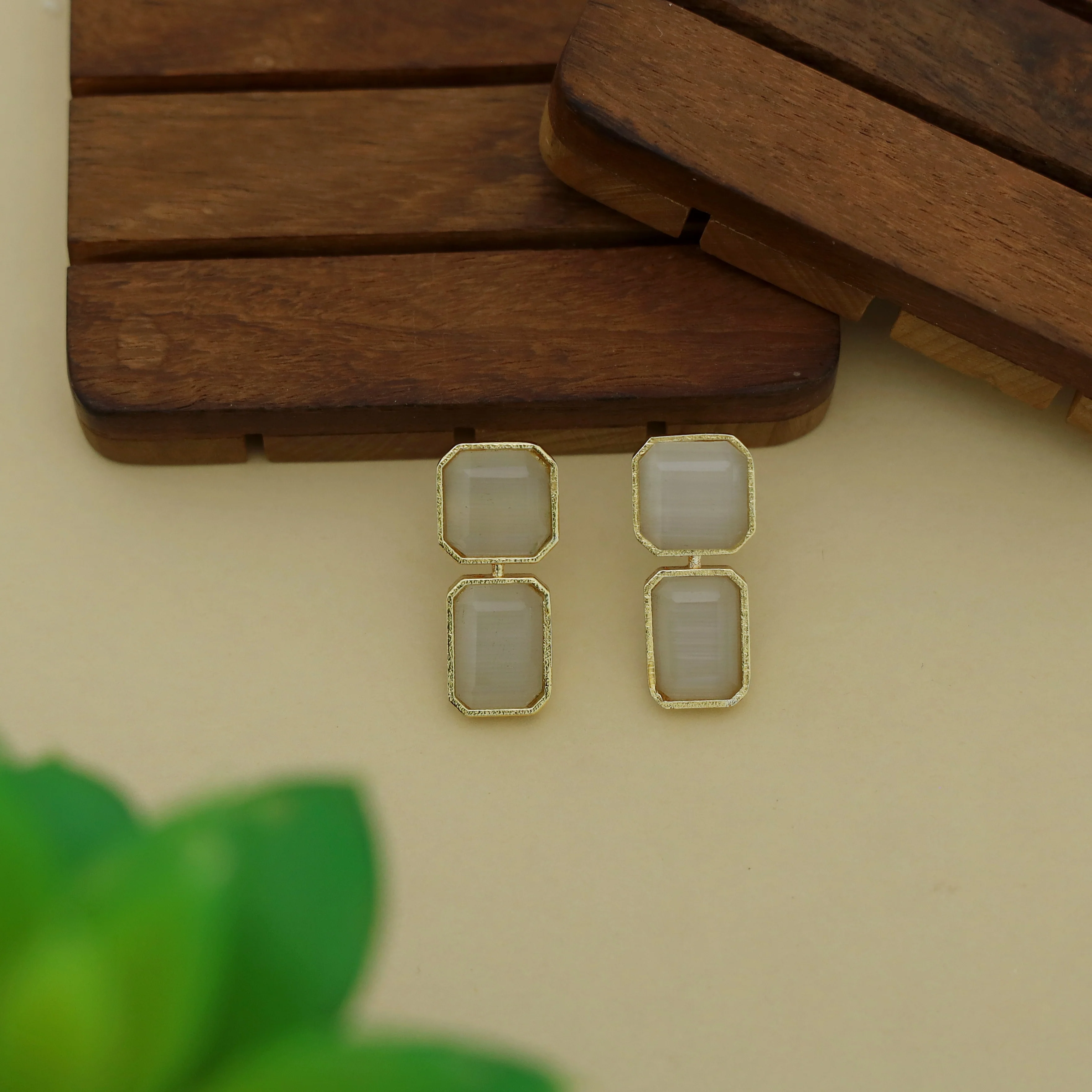 Adore - 2 Stone Square Daily Wear Earrings (Colours Available) - Image 9