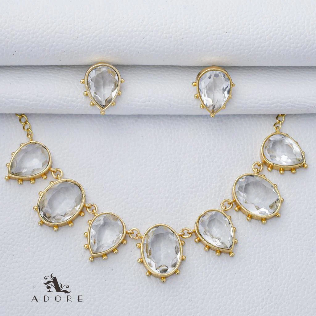 Adore - 7 Stone Neckpiece with Studs (Colour Options) - Image 2