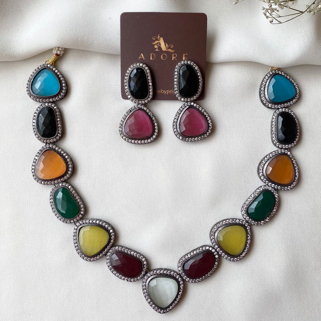Adore - Multicolour Elite Neck Piece With Earring - Image 11
