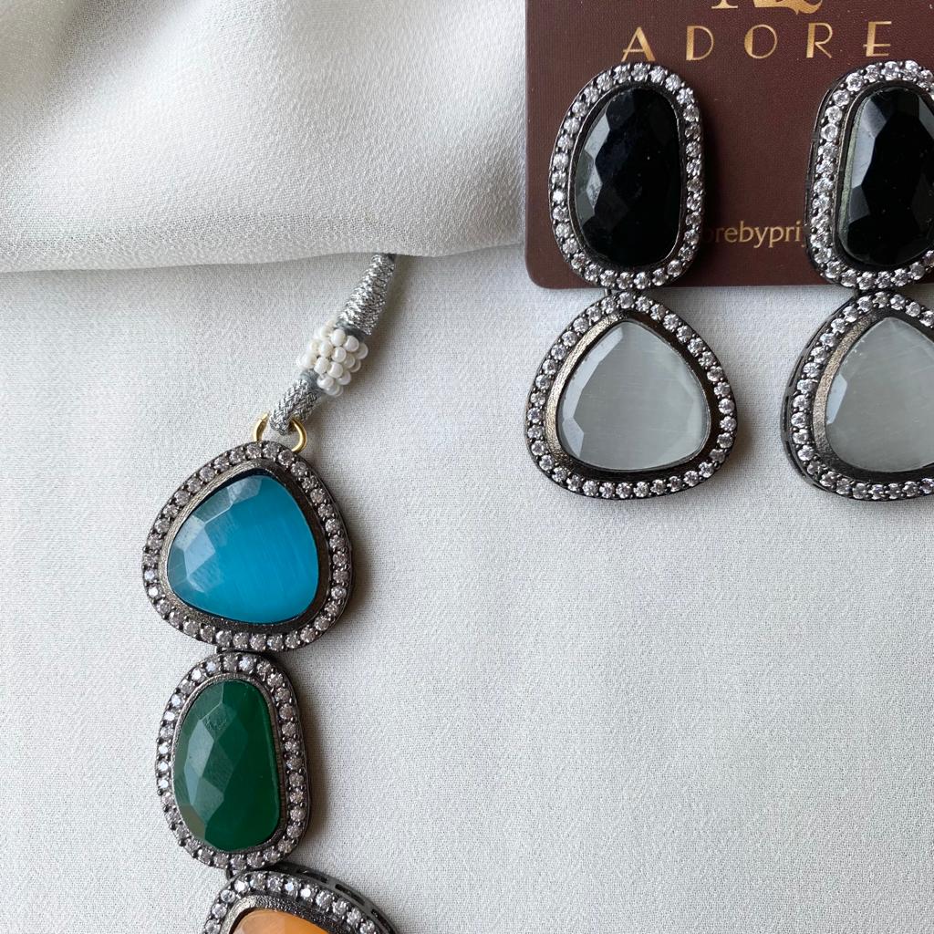 Adore - Multicolour Elite Neck Piece With Earring - Image 13