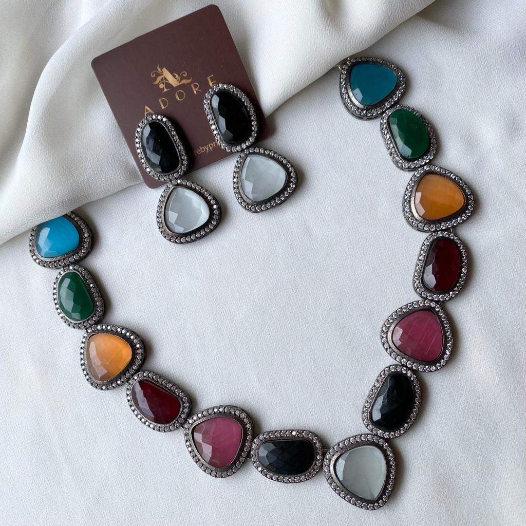 Adore - Multicolour Elite Neck Piece With Earring - Image 15