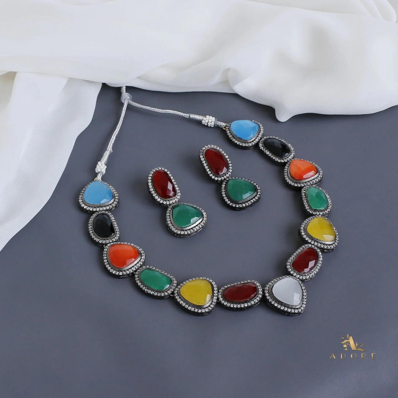 Adore - Multicolour Elite Neck Piece With Earring - Image 16