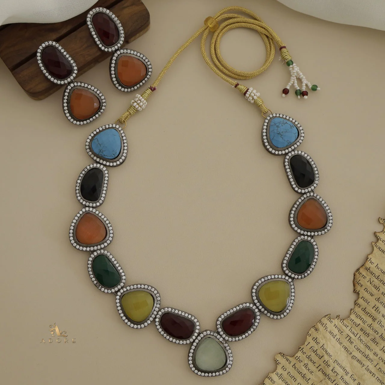 Adore - Multicolour Elite Neck Piece With Earring - Image 17
