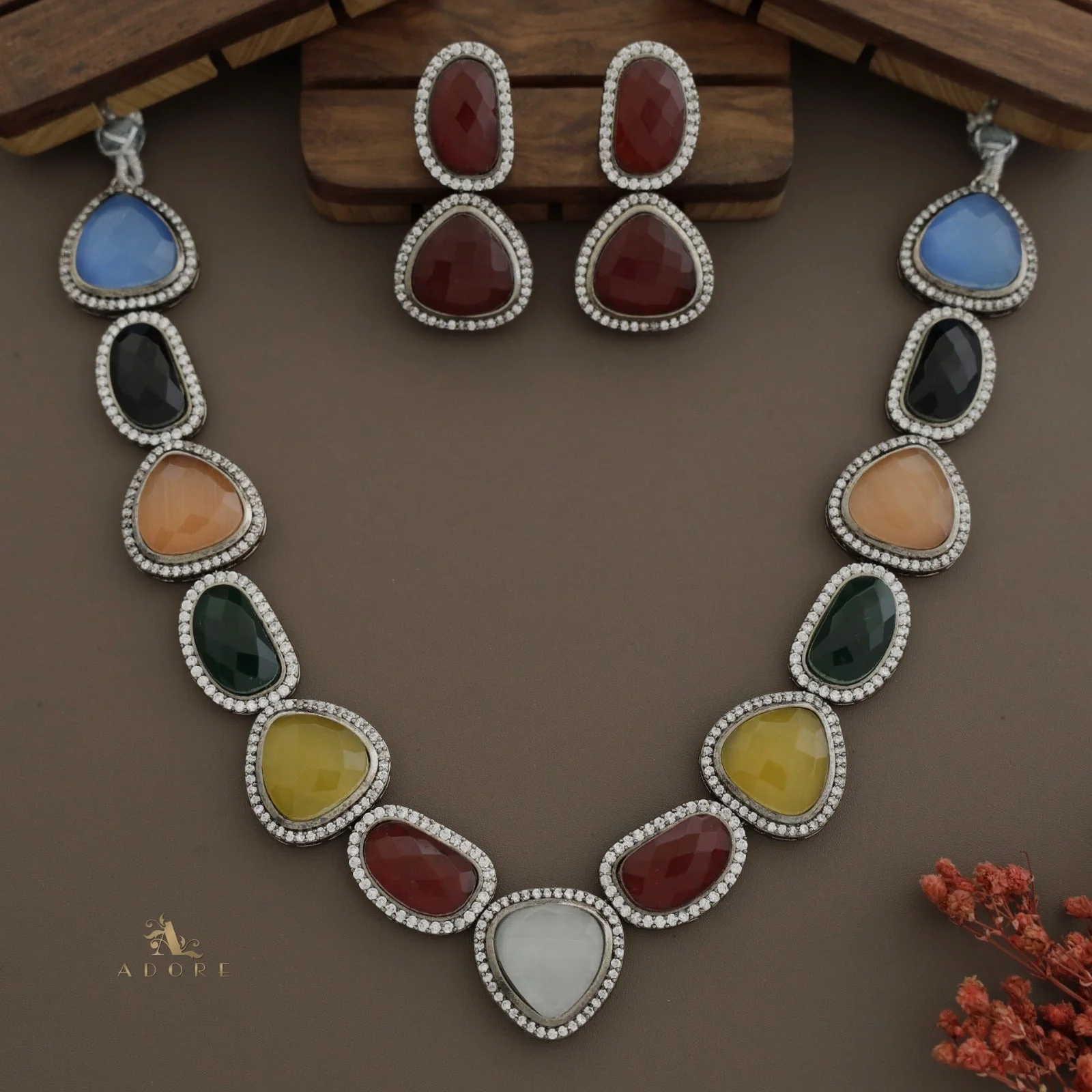 Adore - Multicolour Elite Neck Piece With Earring - Image 19