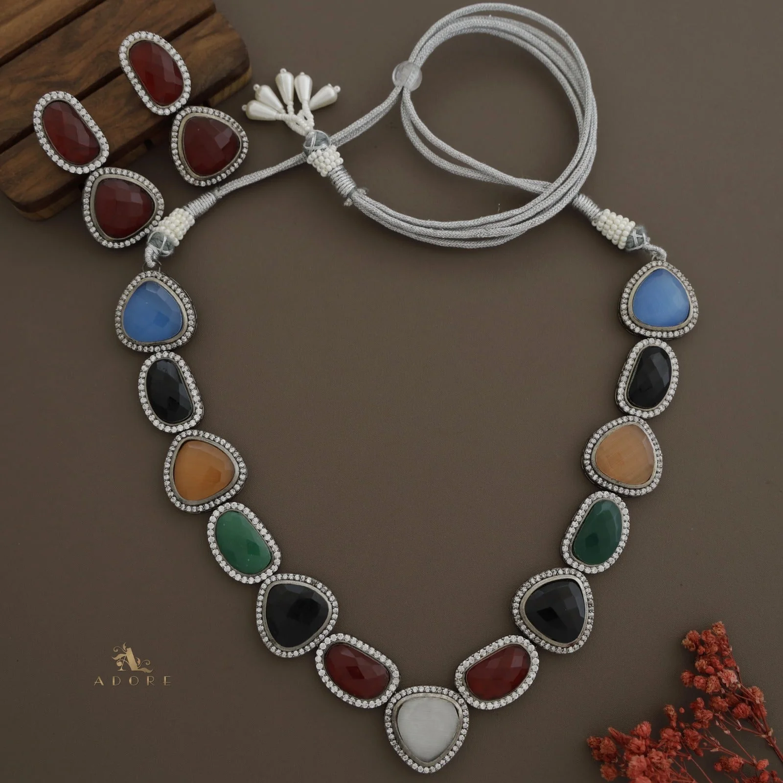 Adore - Multicolour Elite Neck Piece With Earring - Image 22