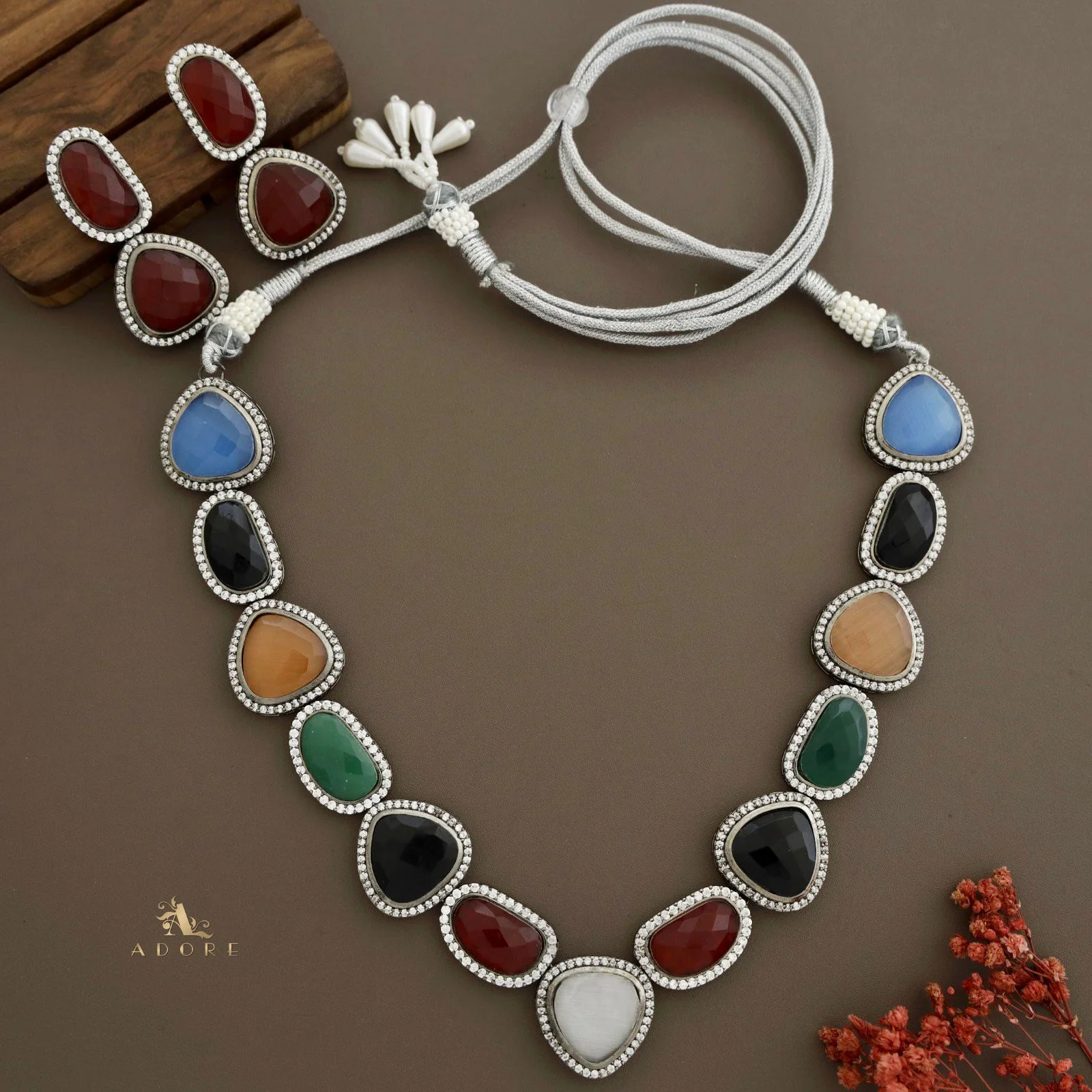Adore - Multicolour Elite Neck Piece With Earring - Image 25