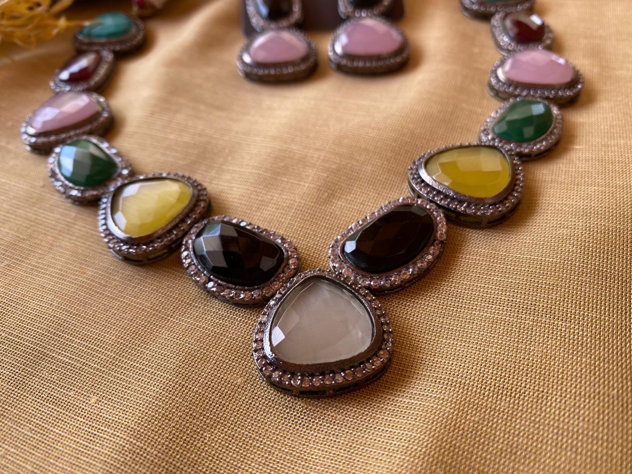 Adore - Multicolour Elite Neck Piece With Earring - Image 5