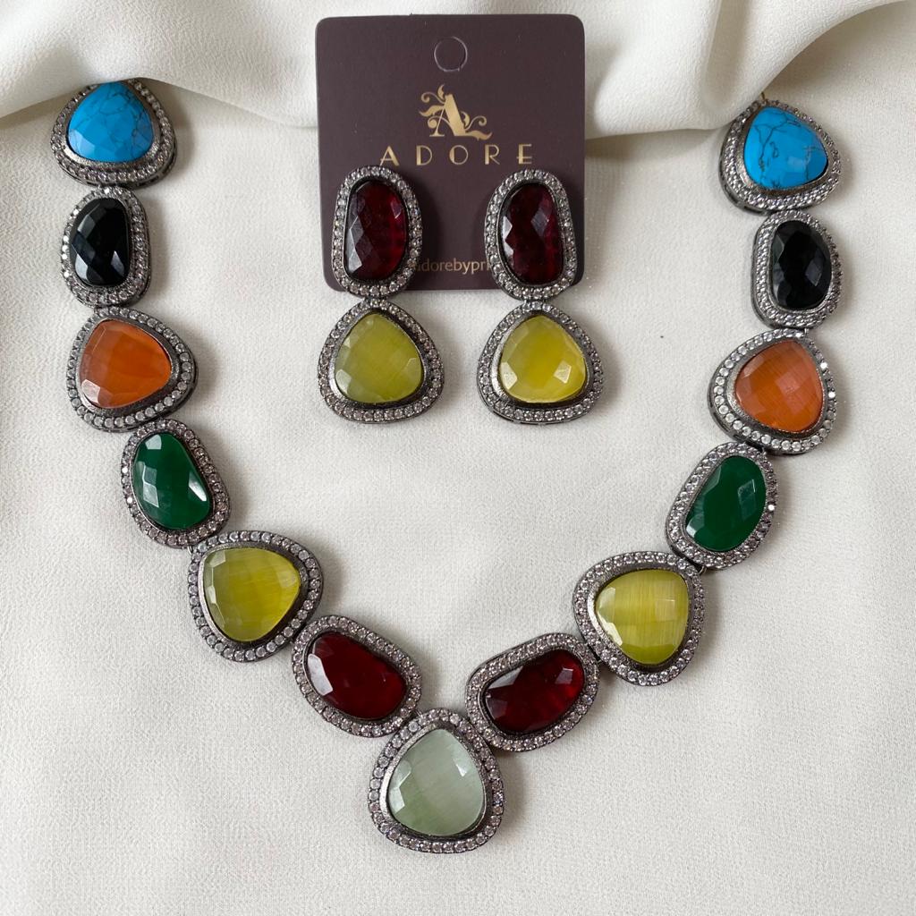 Adore - Multicolour Elite Neck Piece With Earring - Image 7