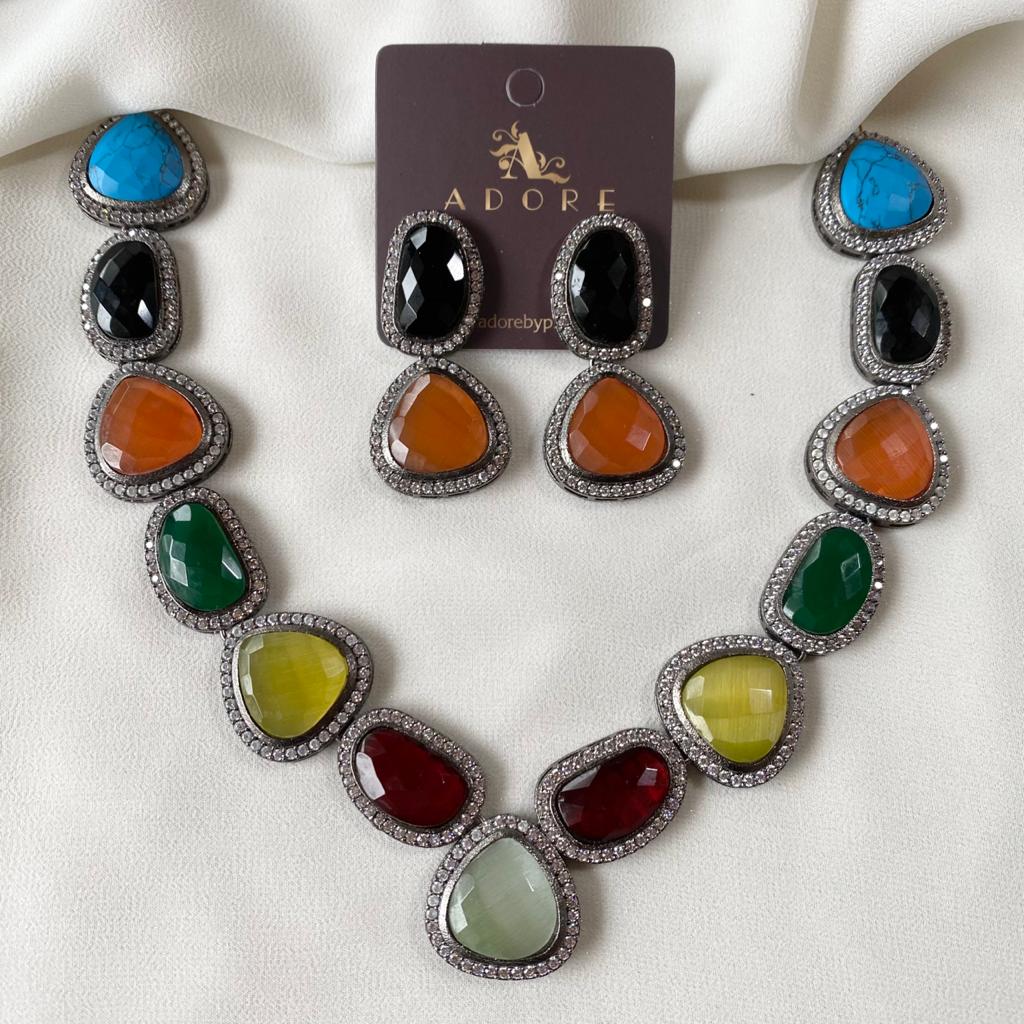 Adore - Multicolour Elite Neck Piece With Earring - Image 8