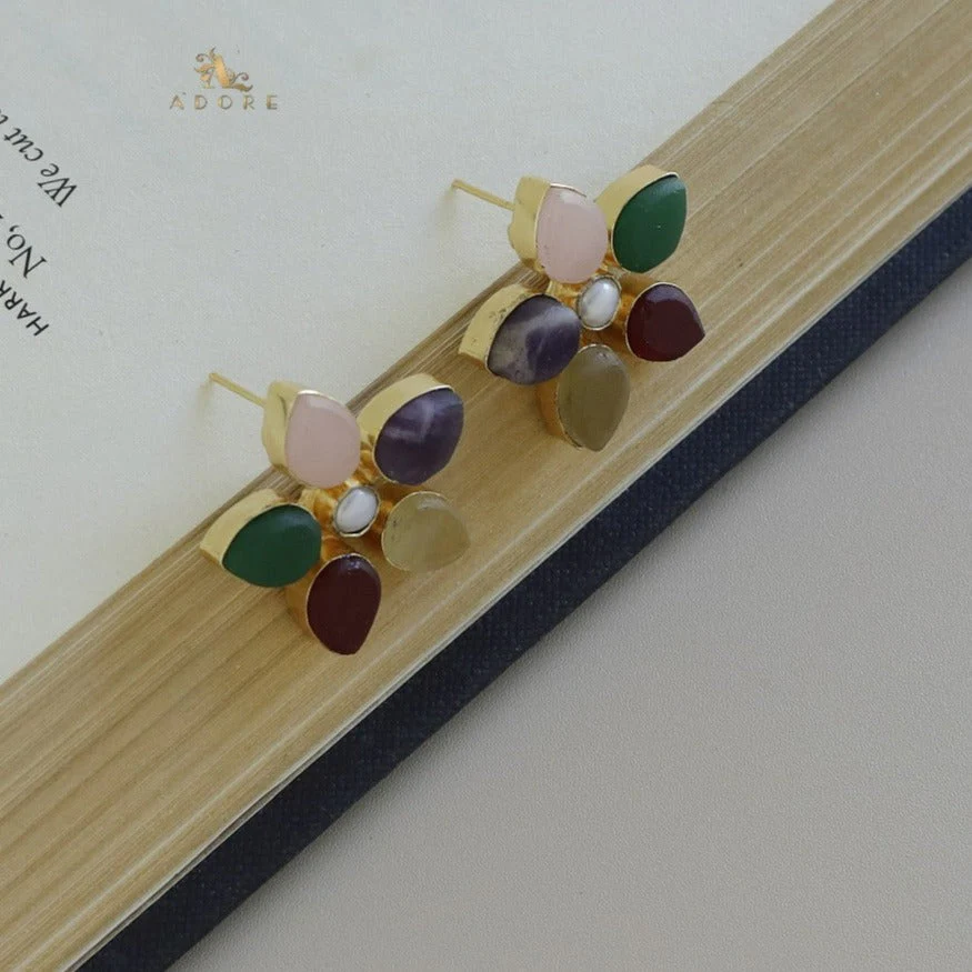 Adore Raw Stone - Flower Earring (Colours Available) - Image 12