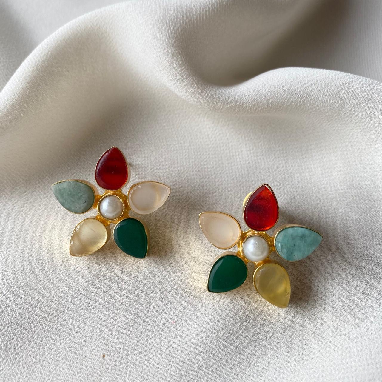 Adore Raw Stone - Flower Earring (Colours Available) - Image 7