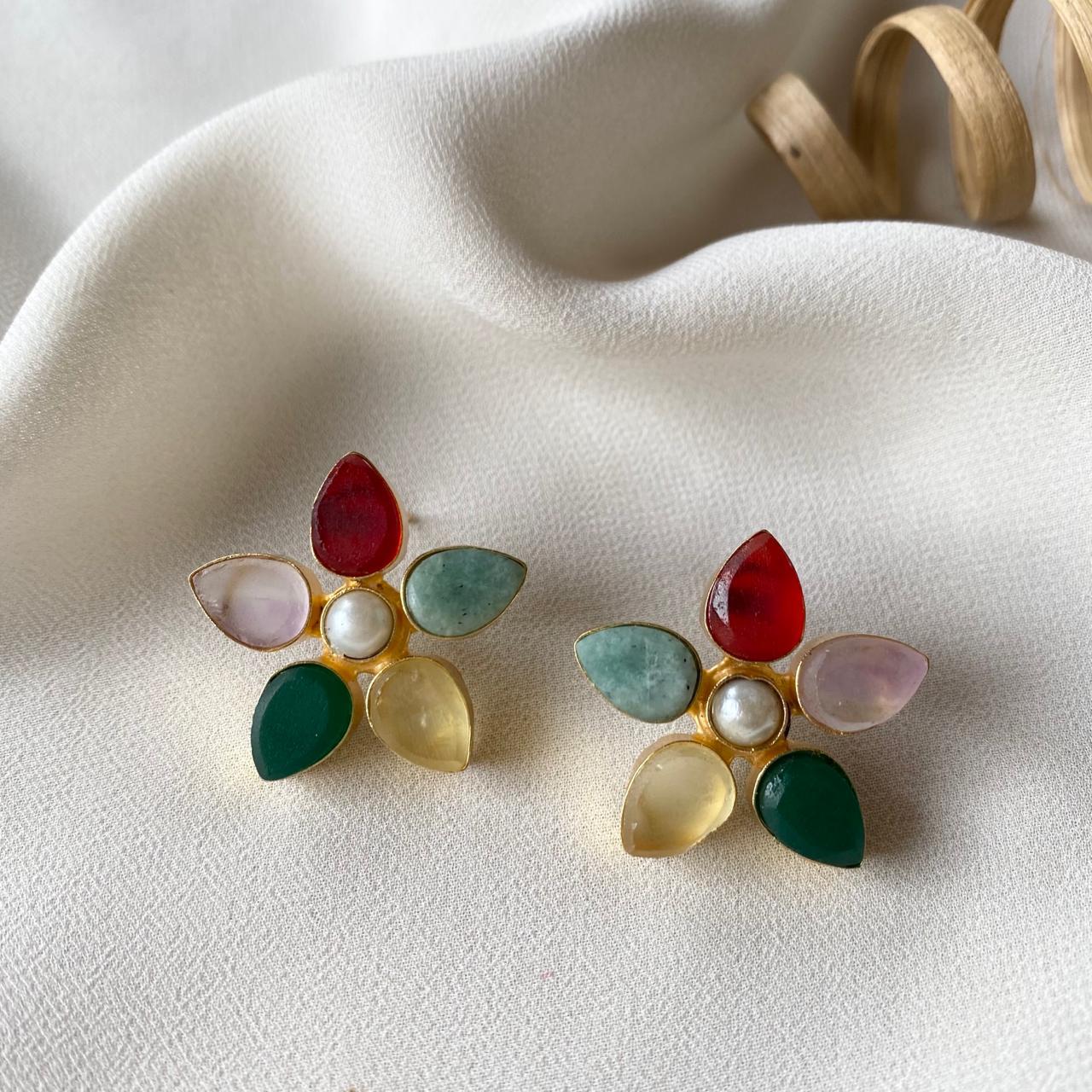 Adore Raw Stone - Flower Earring (Colours Available) - Image 9