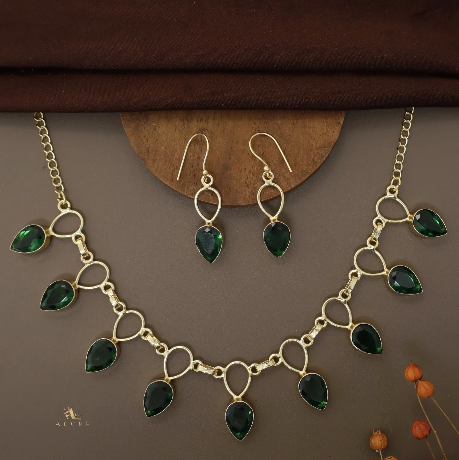 Adorn Drop Glossy Neckpiece With Drop Earrings - Image 11
