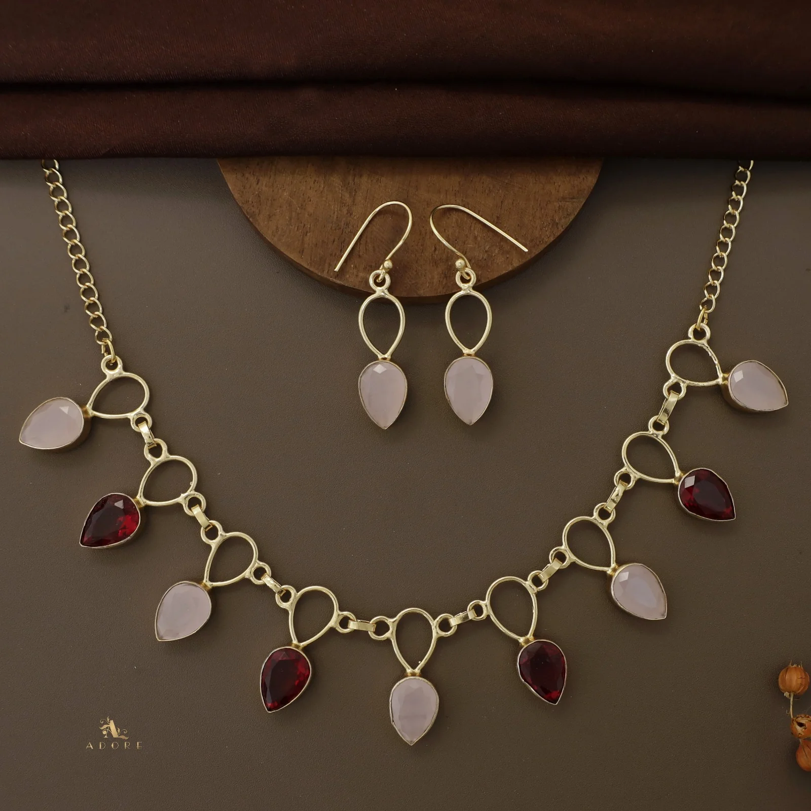 Adorn Drop Glossy Neckpiece With Drop Earrings - Image 14