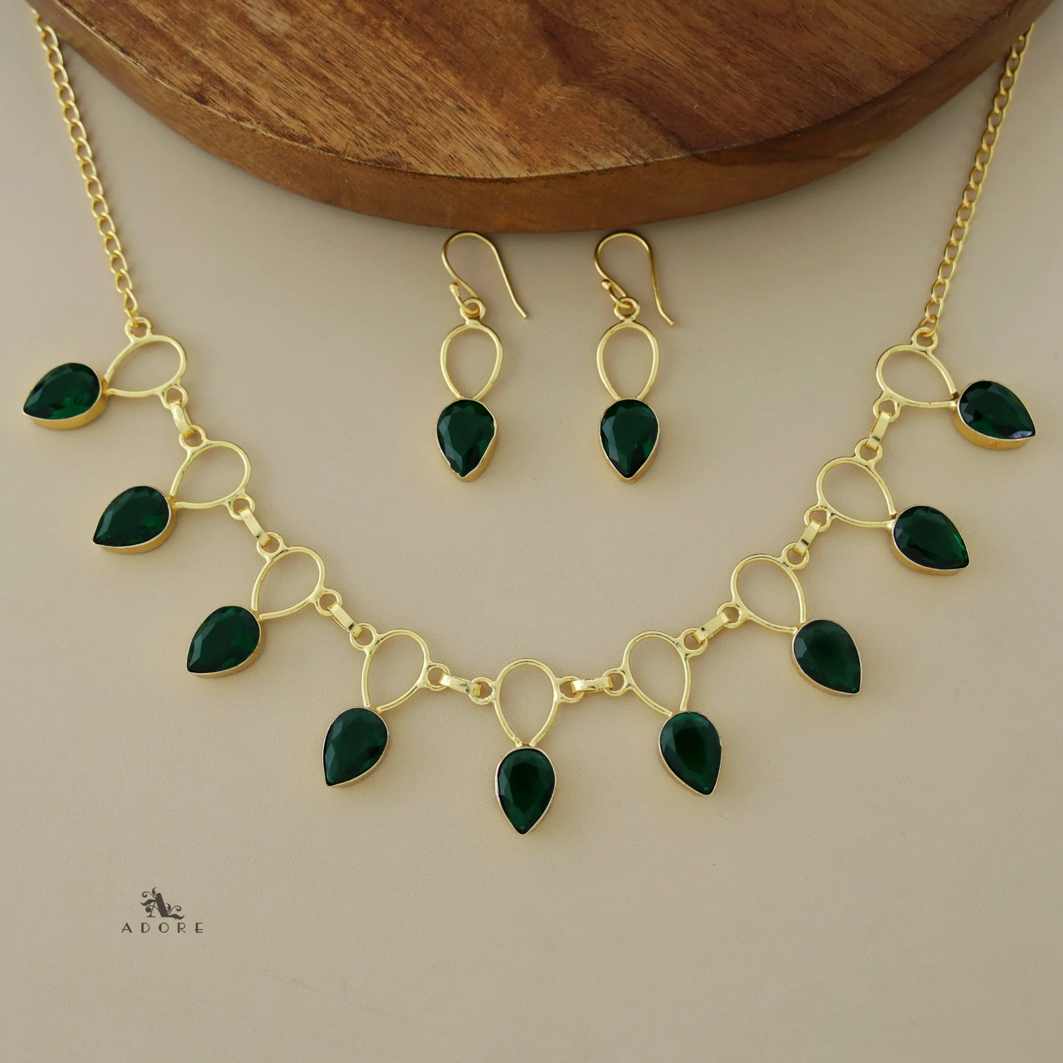 Adorn Drop Glossy Neckpiece With Drop Earrings - Image 16