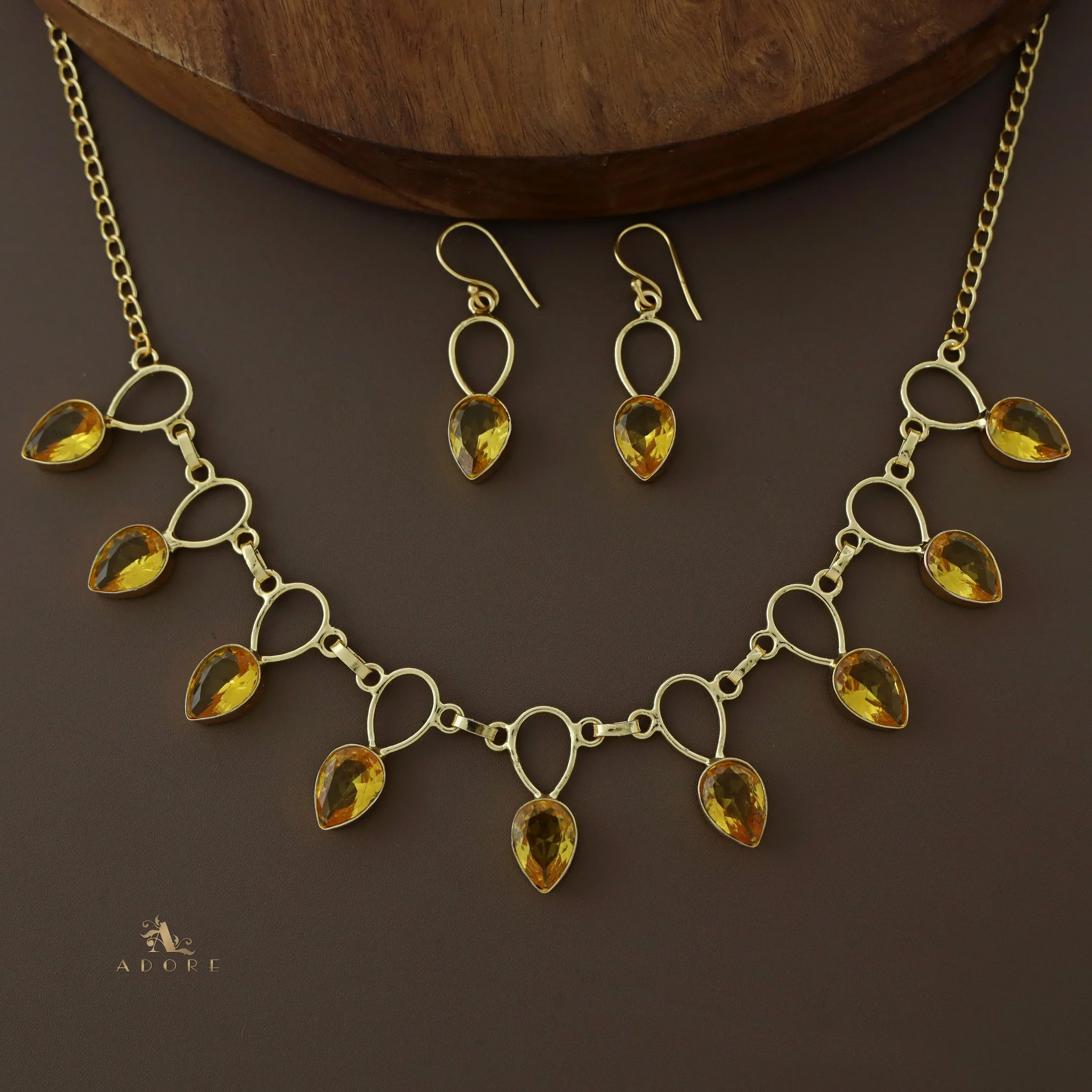 Adorn Drop Glossy Neckpiece With Drop Earrings - Image 18
