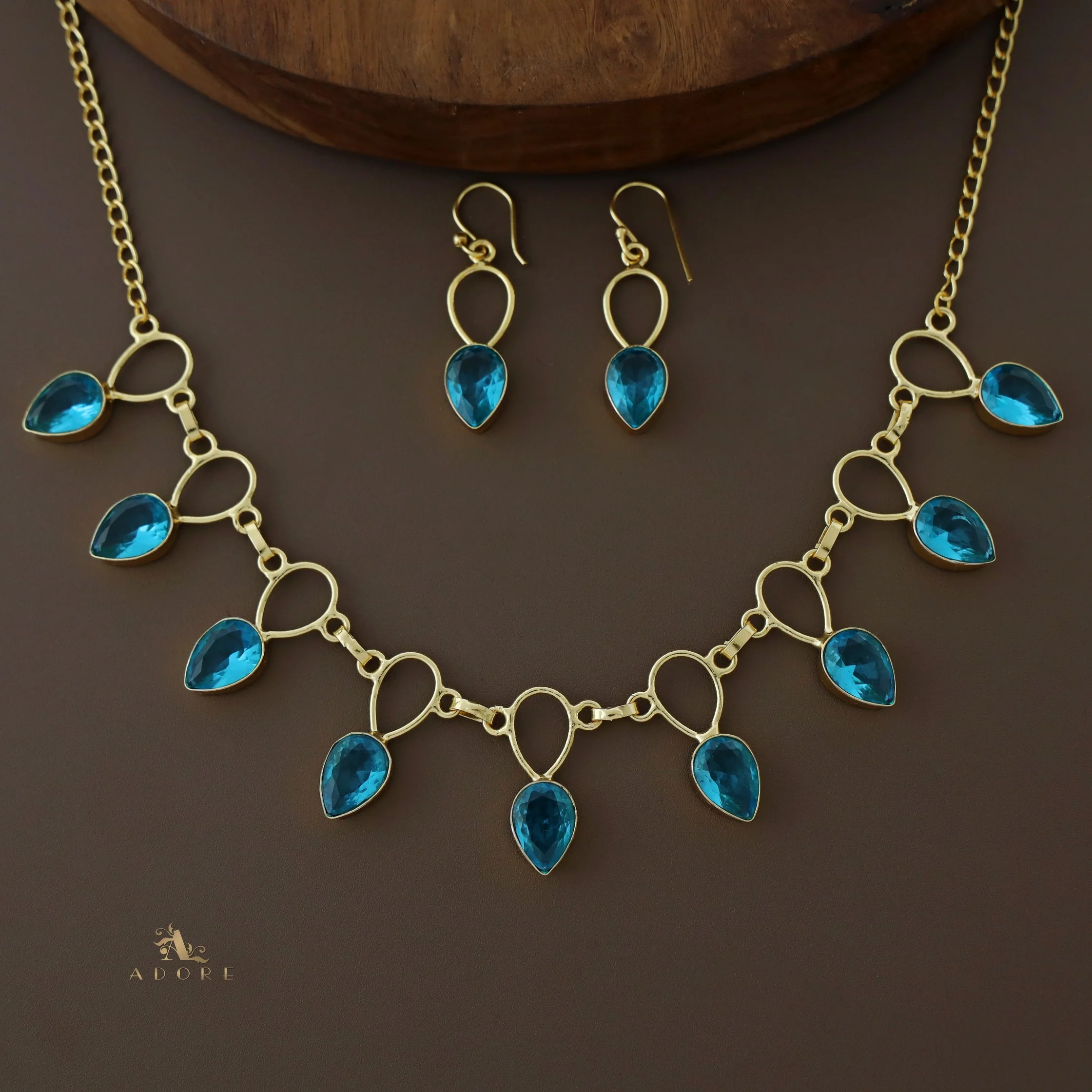 Adorn Drop Glossy Neckpiece With Drop Earrings - Image 21