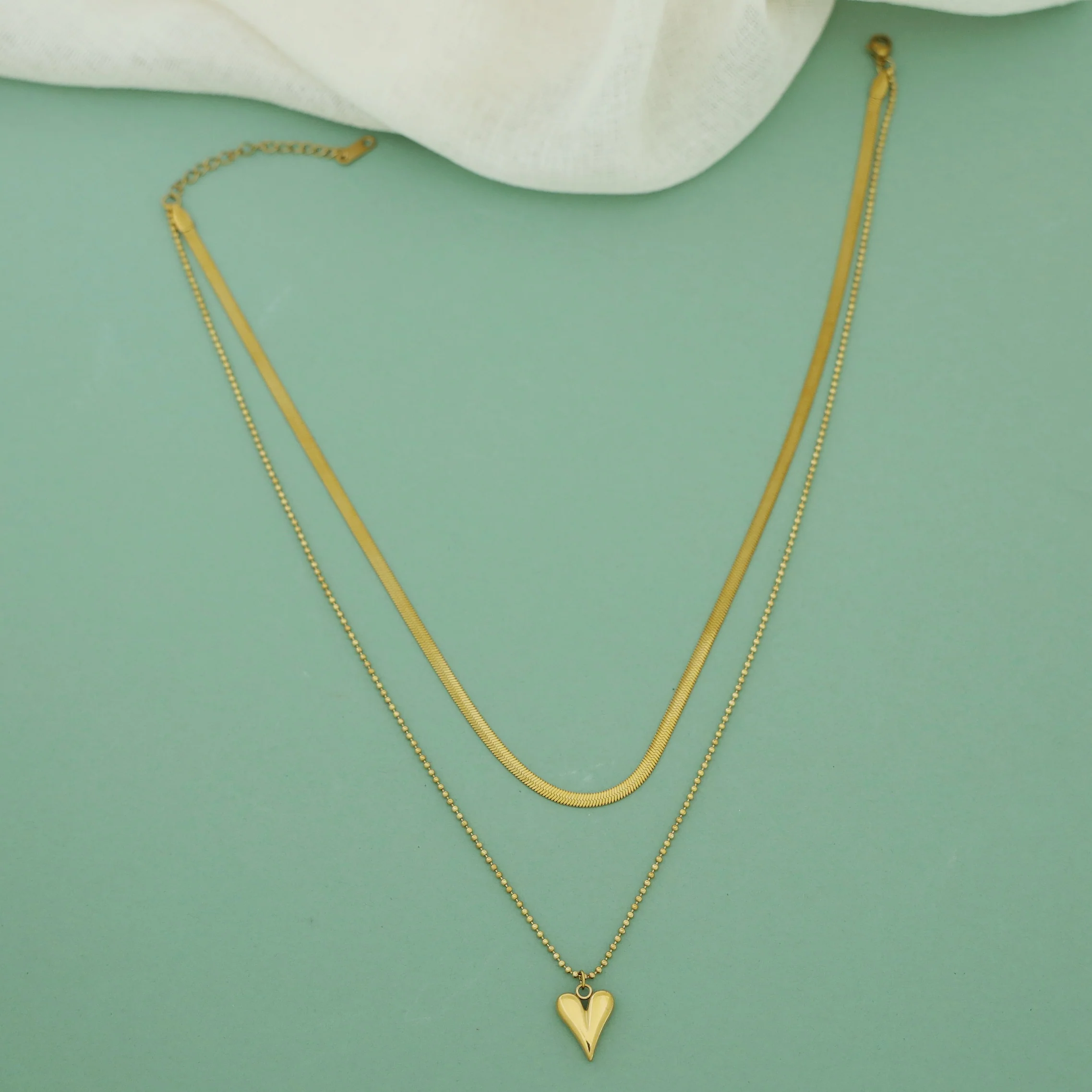 Adriana 2 Layer Heart Neckpiece - Image 2