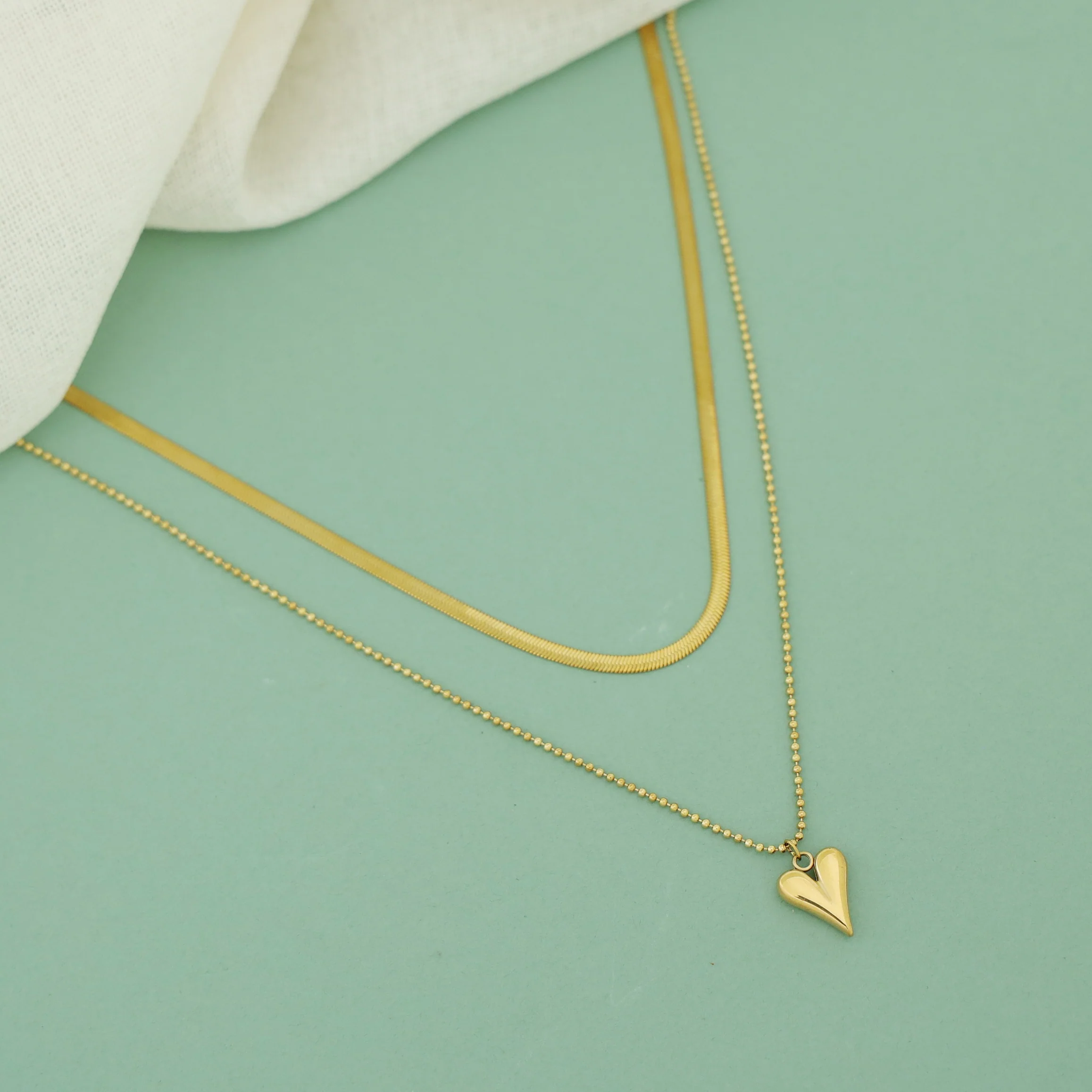 Adriana 2 Layer Heart Neckpiece - Image 3