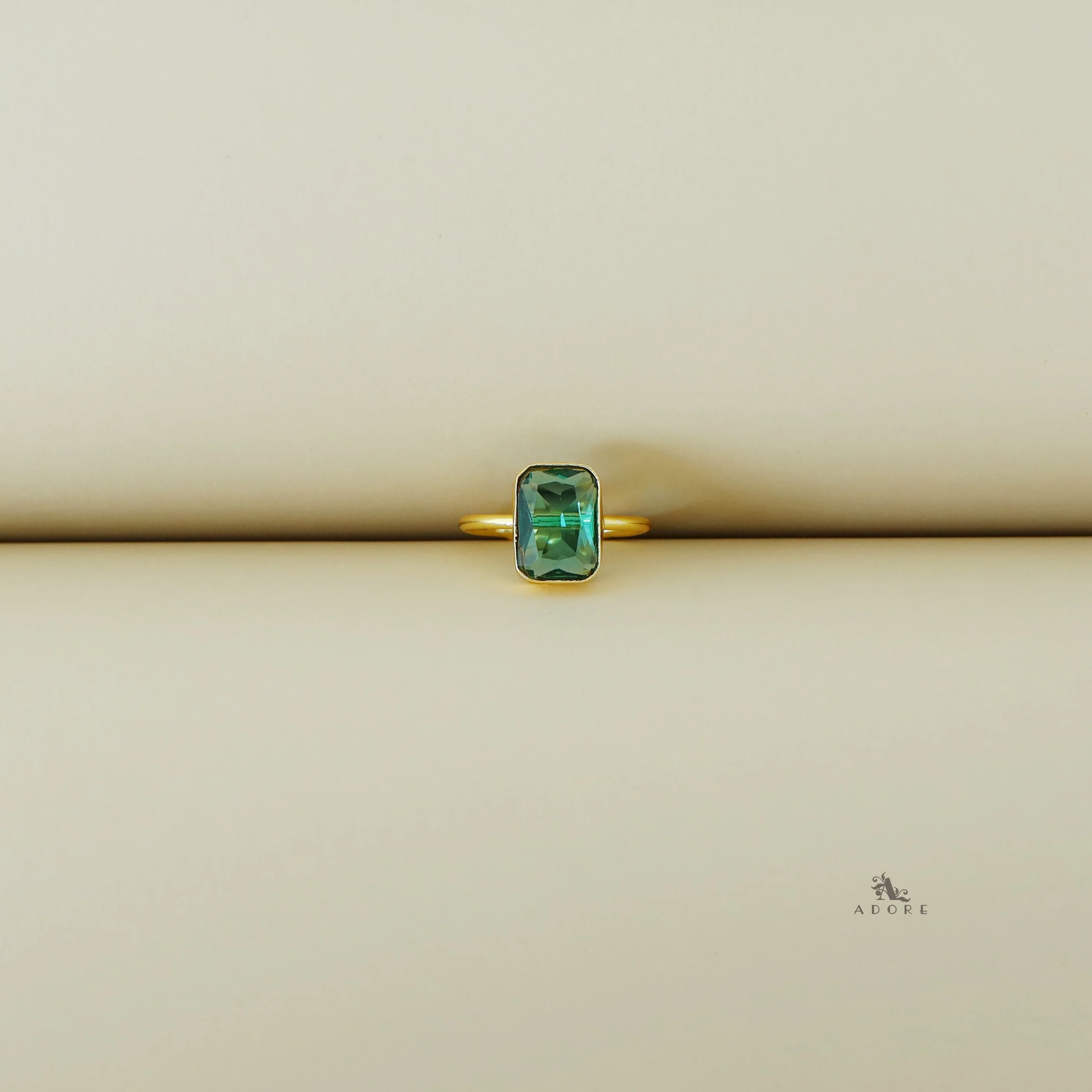 Adriana Golden Glossy Rectangle Ring - Image 10