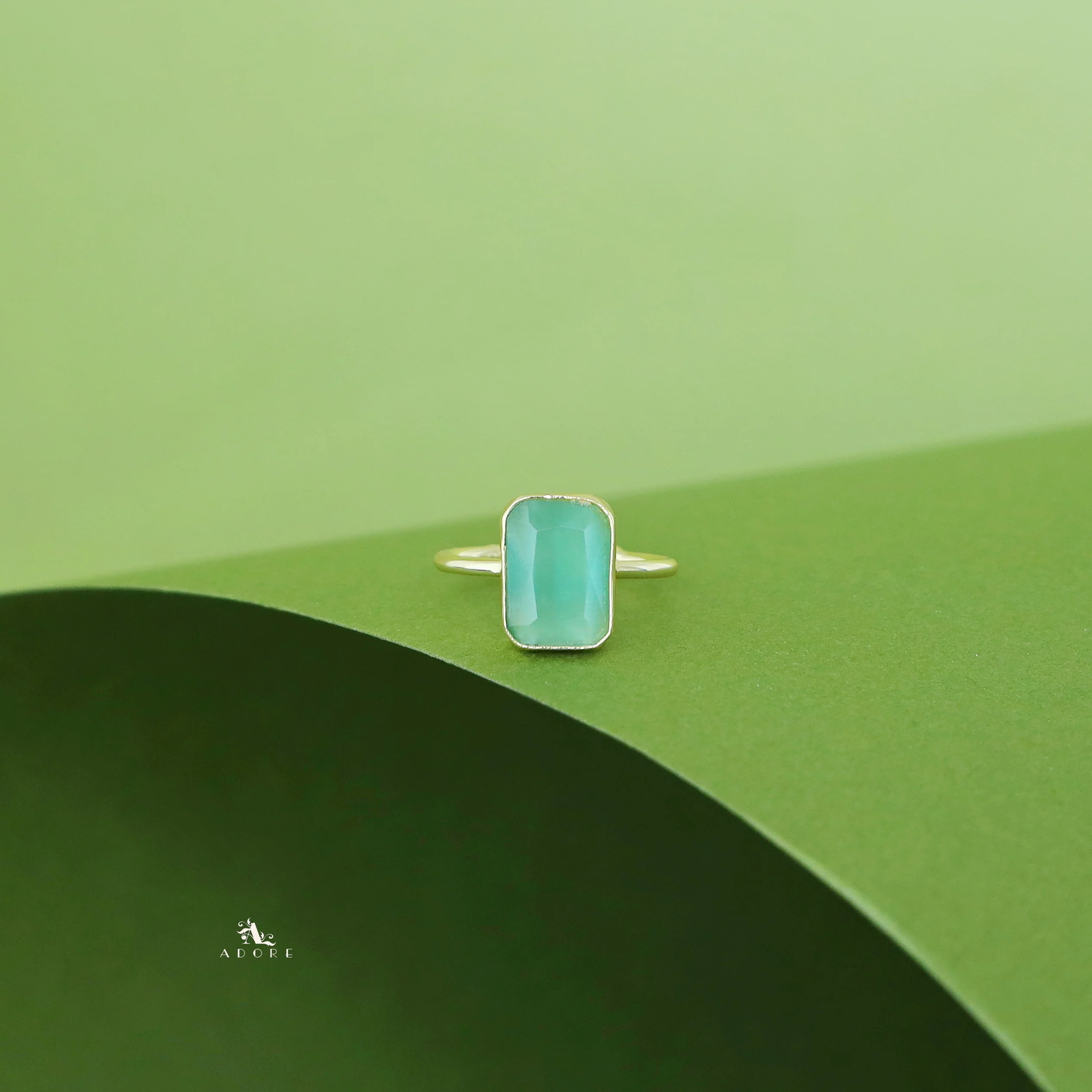 Adriana Golden Glossy Rectangle Ring - Image 11