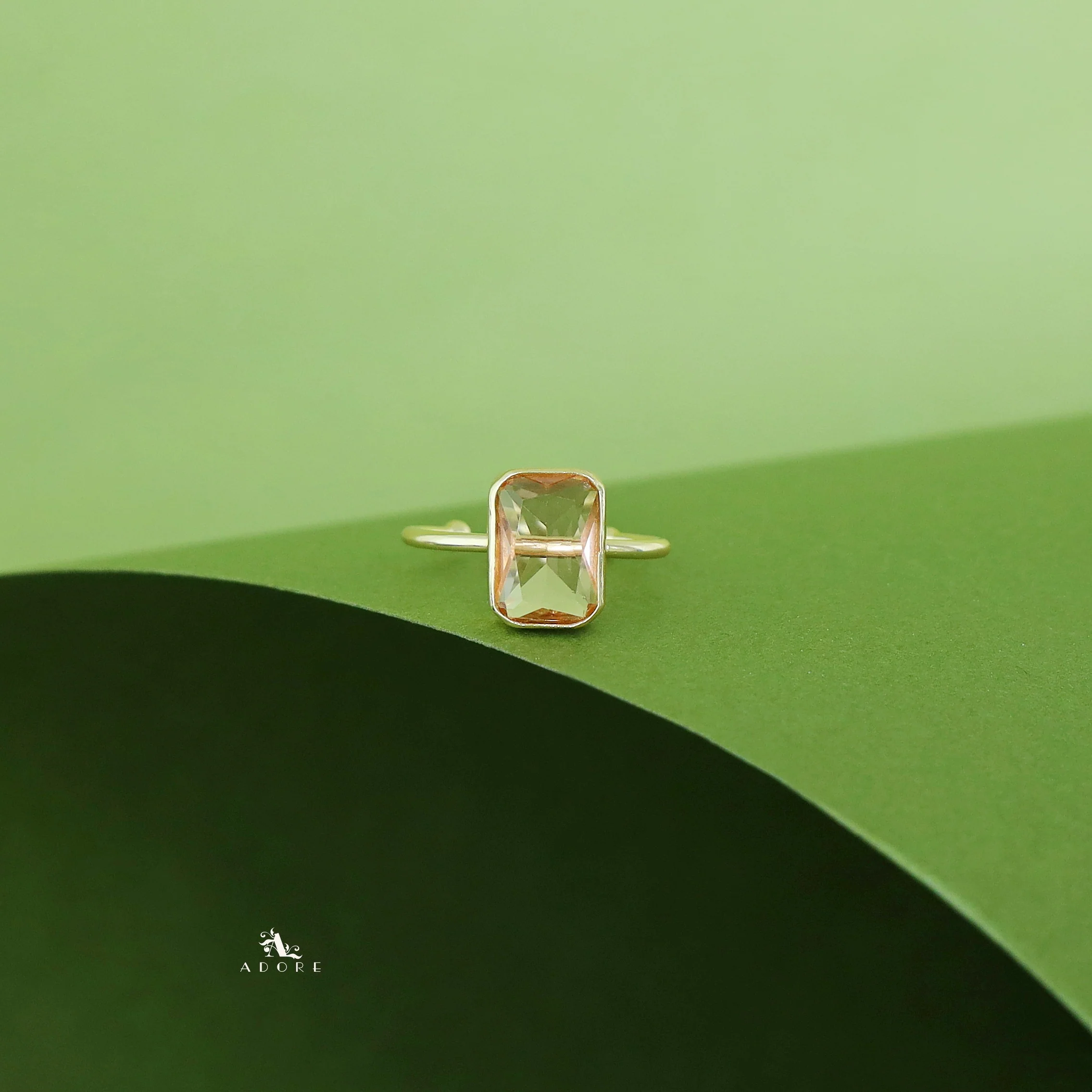 Adriana Golden Glossy Rectangle Ring - Image 12