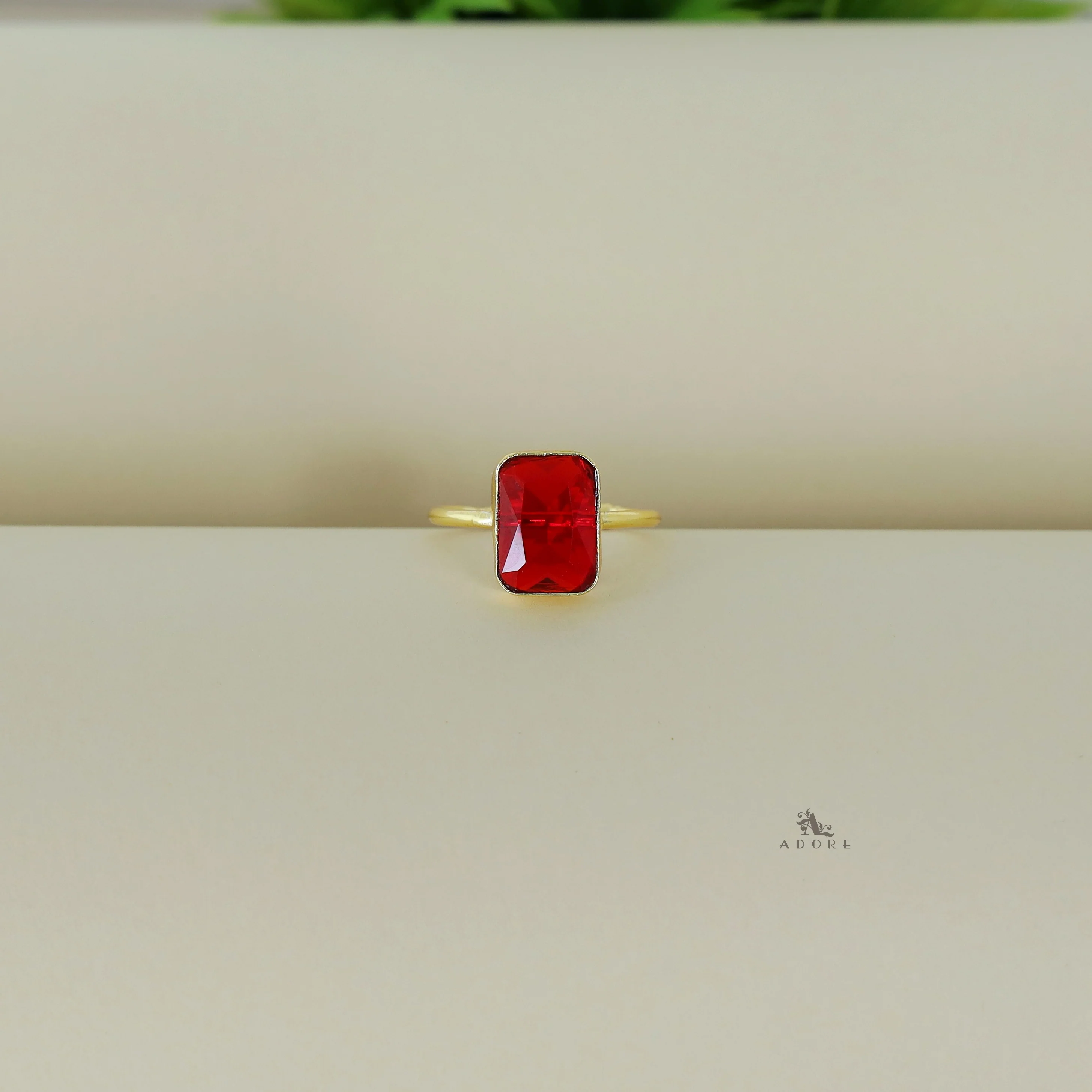 Adriana Golden Glossy Rectangle Ring - Image 13
