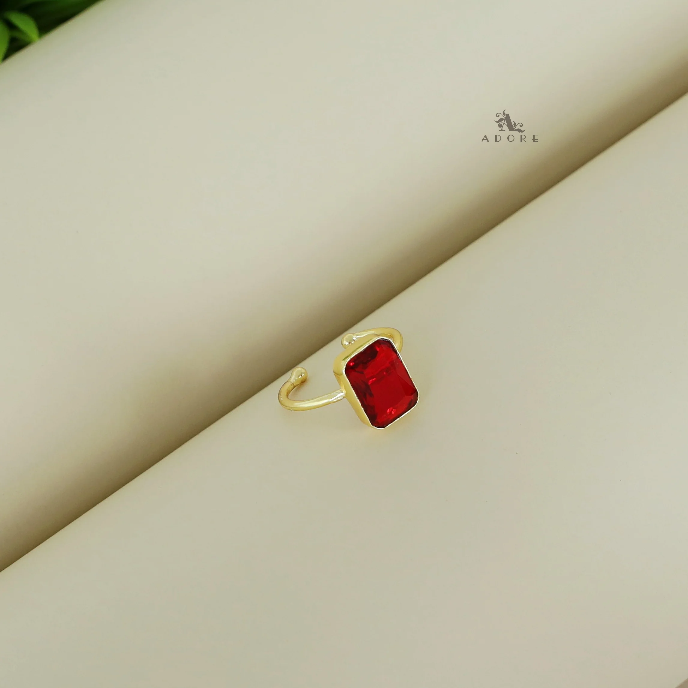 Adriana Golden Glossy Rectangle Ring - Image 14