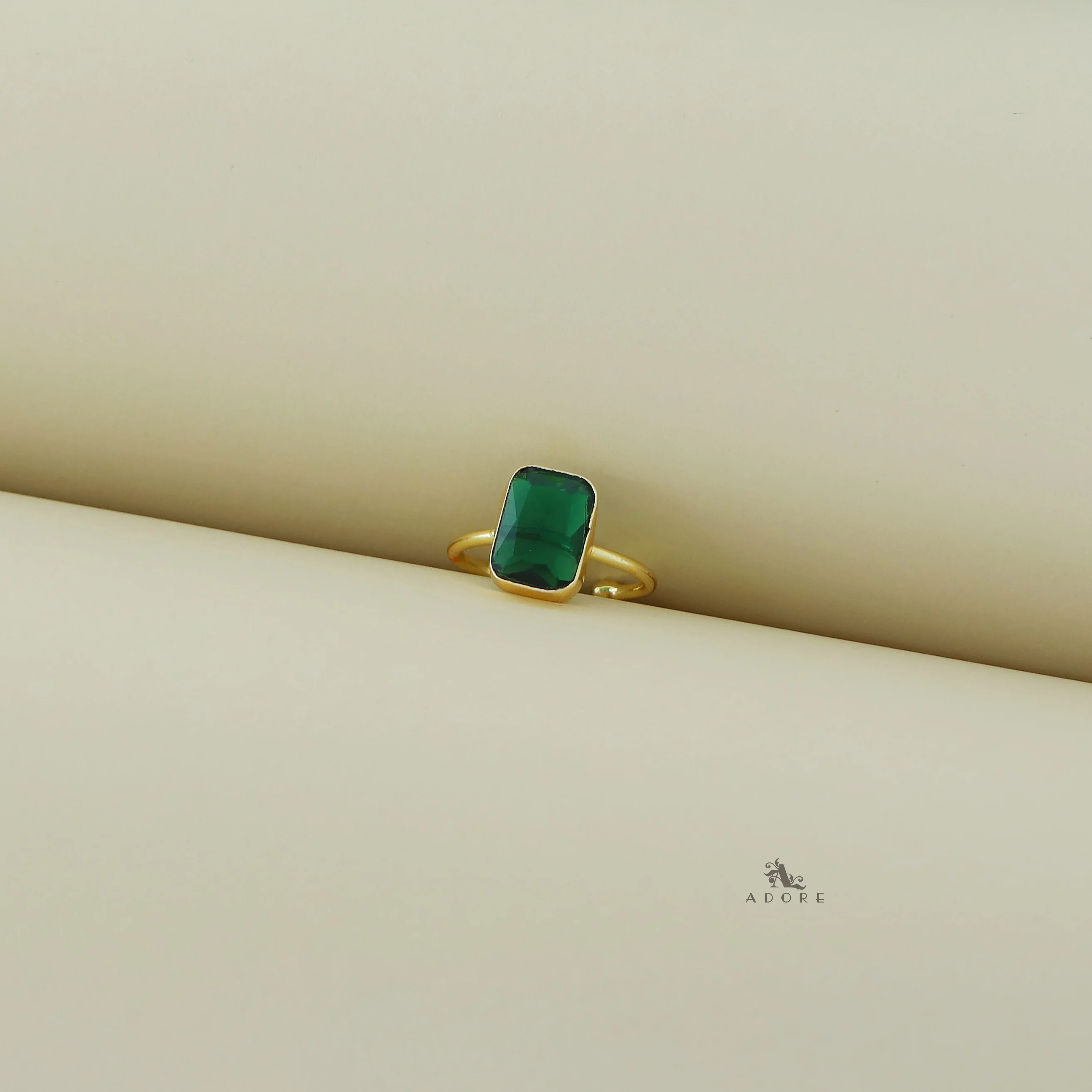 Adriana Golden Glossy Rectangle Ring - Image 2