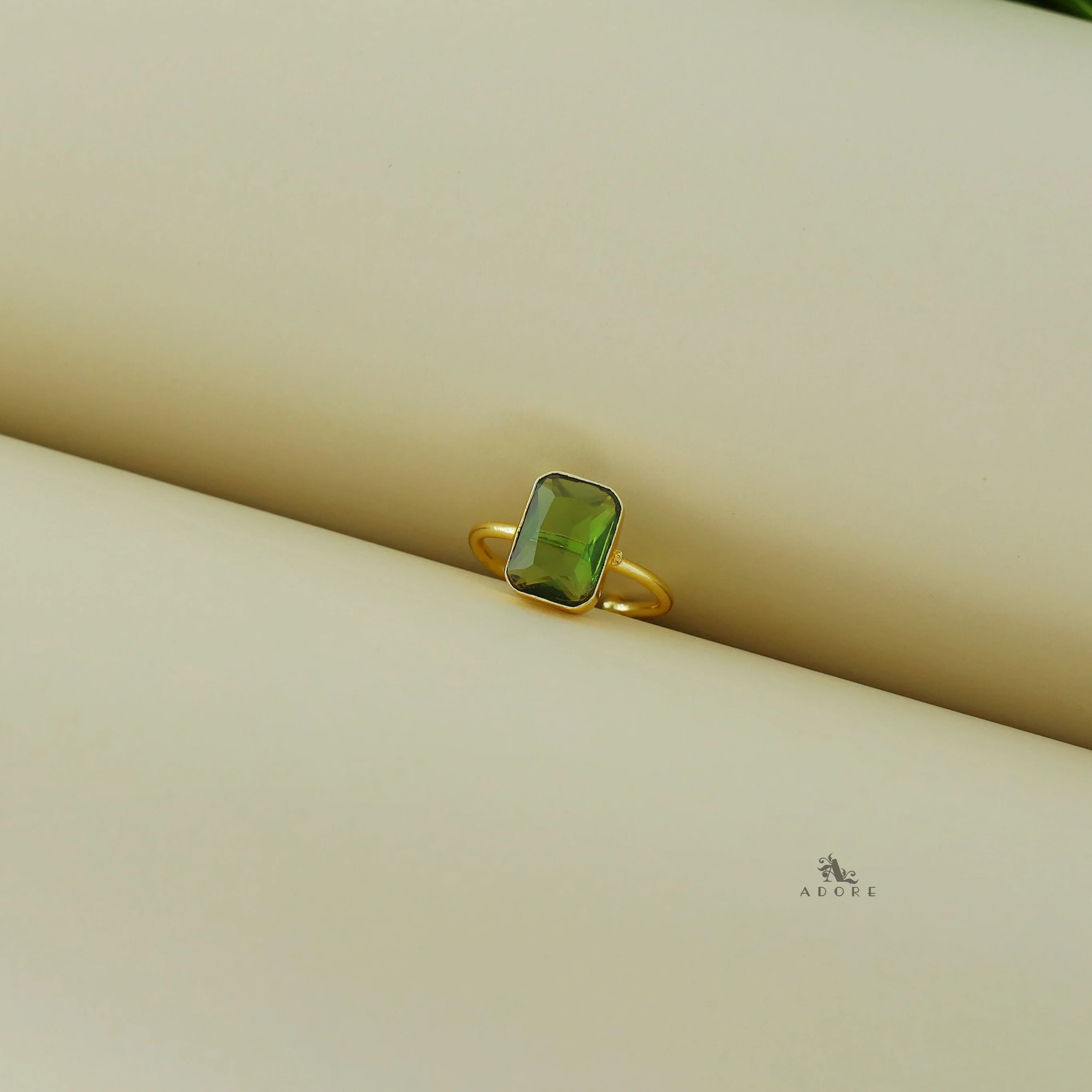 Adriana Golden Glossy Rectangle Ring - Image 4