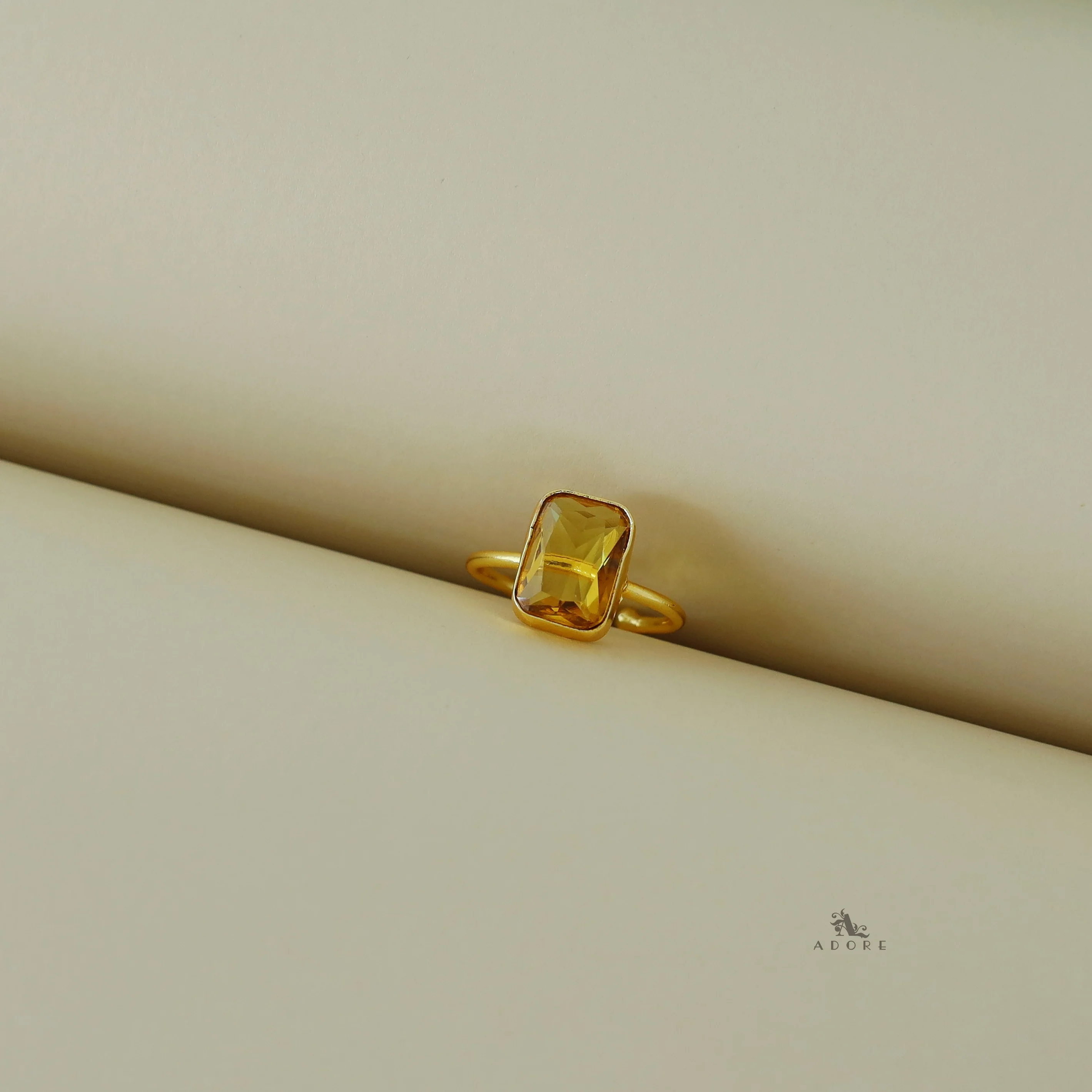 Adriana Golden Glossy Rectangle Ring - Image 5
