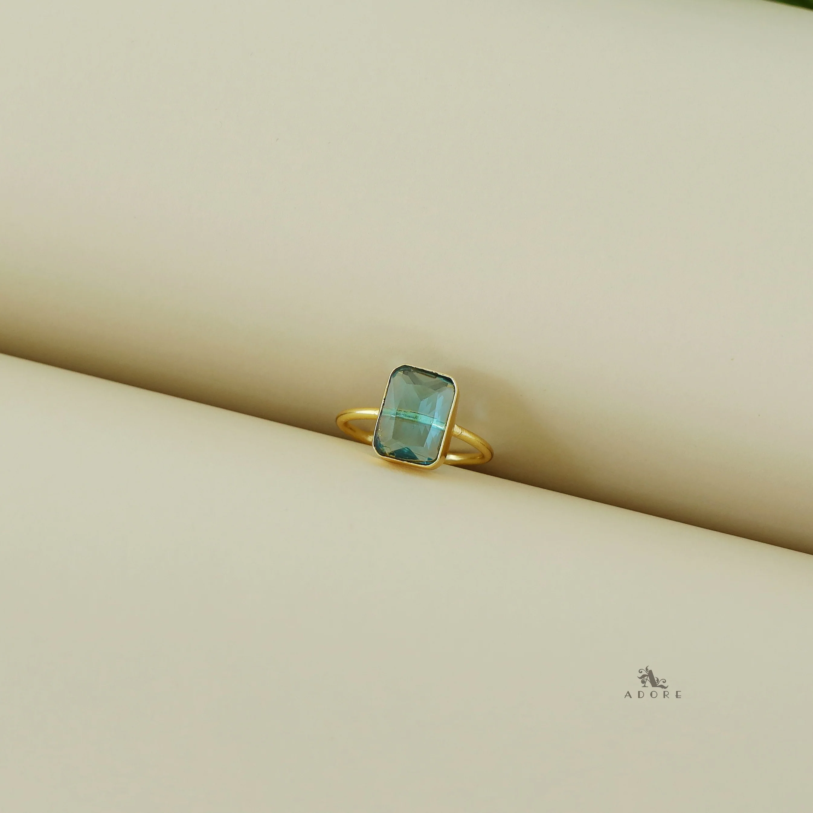 Adriana Golden Glossy Rectangle Ring - Image 7