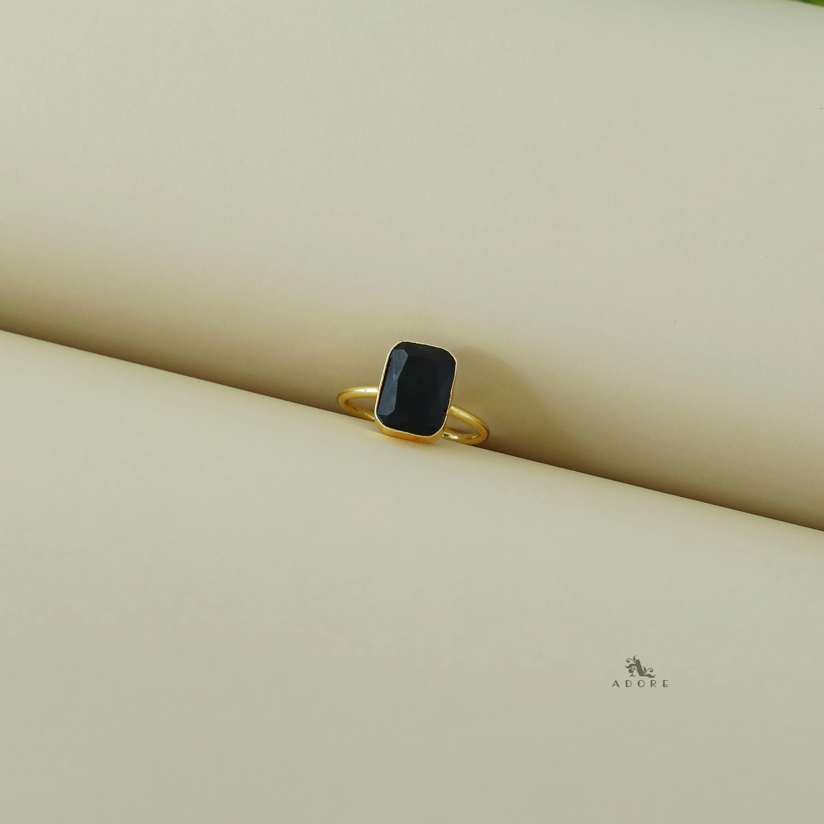 Adriana Golden Glossy Rectangle Ring - Image 8