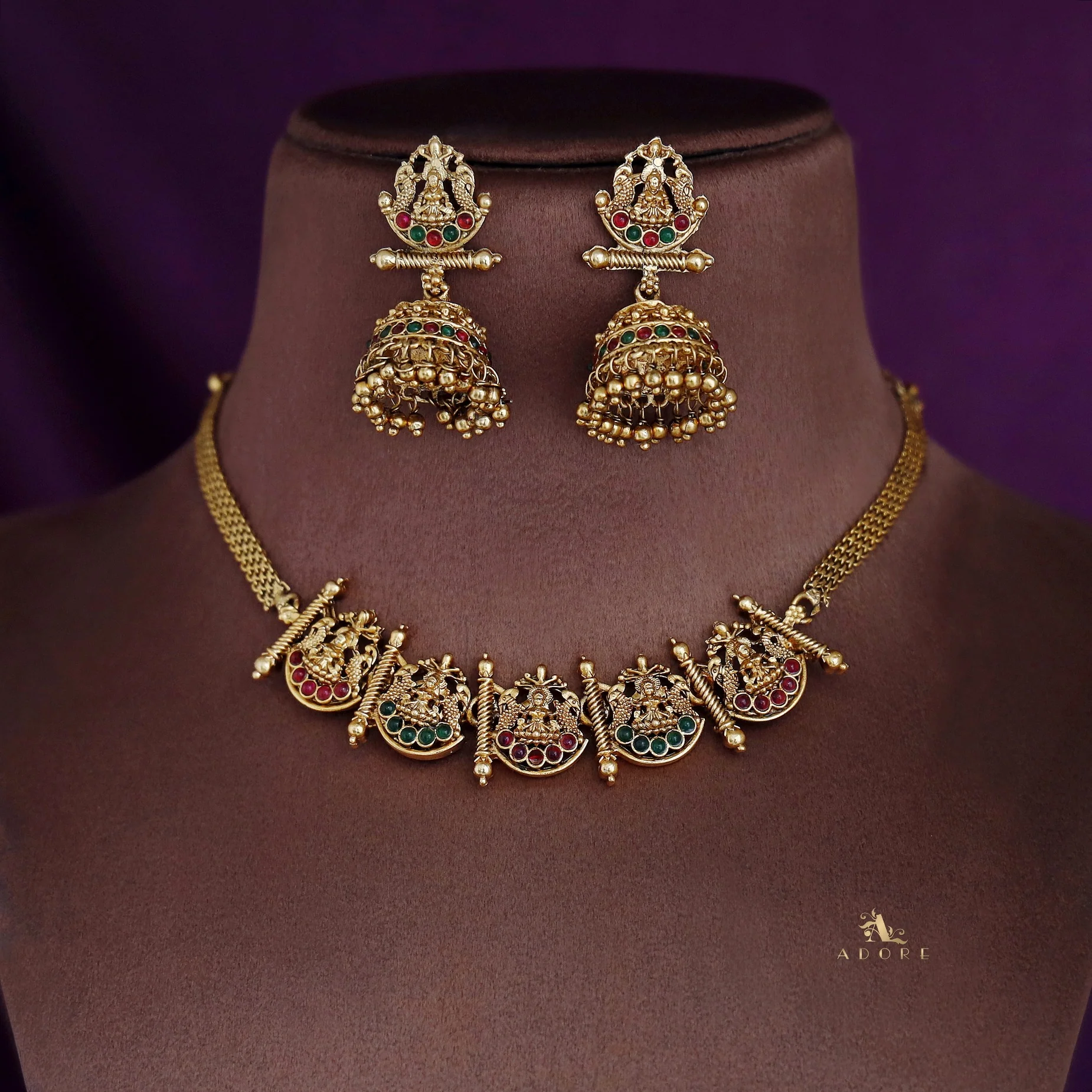 Aadarshini Lakshmi Short Neckpiece With Earring - Image 2