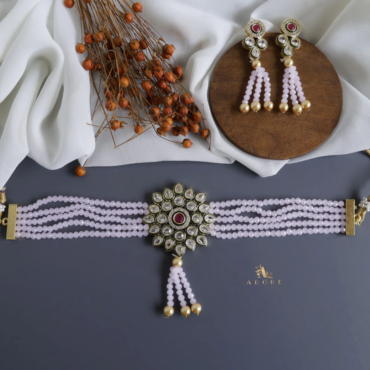 Agasthya Onyx Kundan Choker With Earring - Image 10