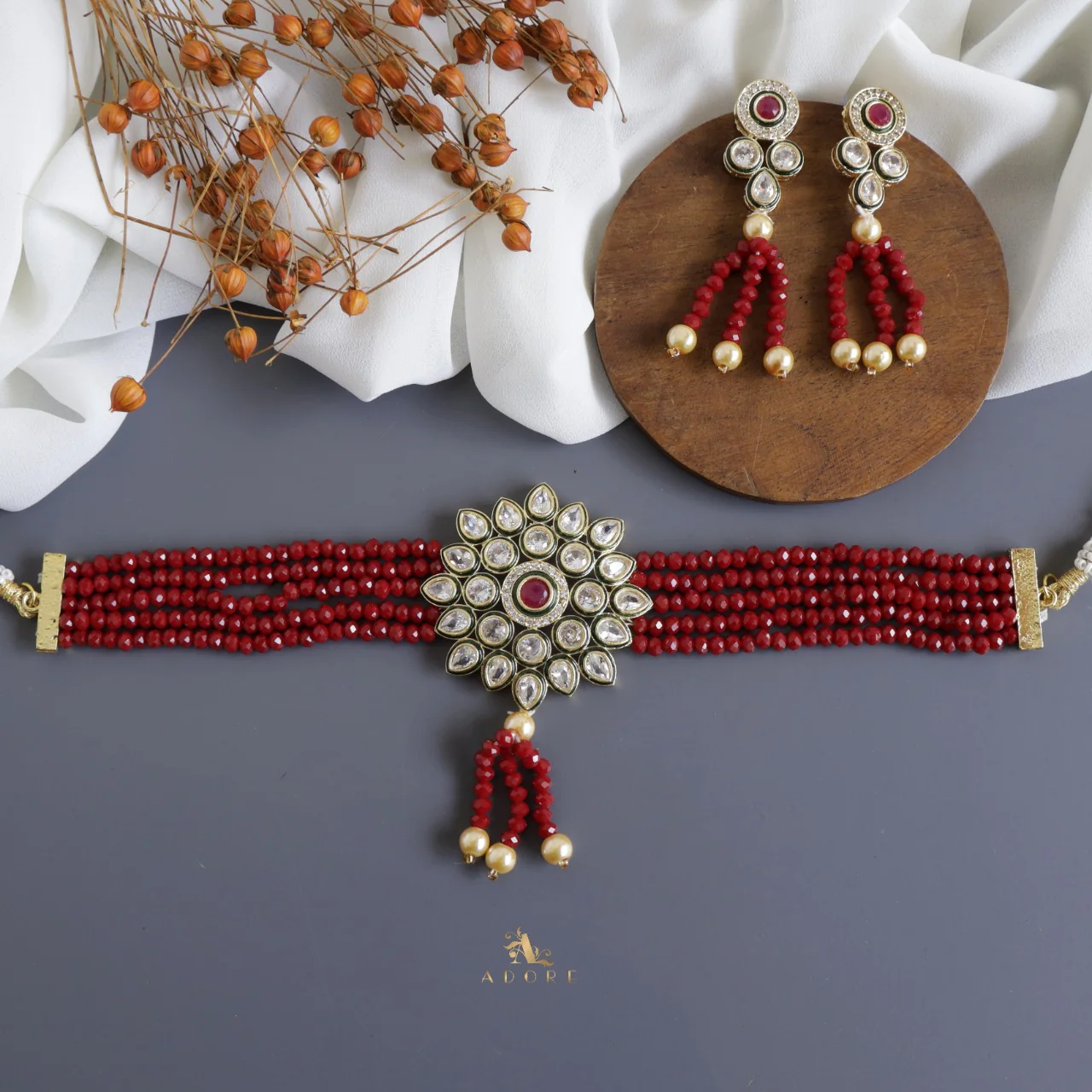 Agasthya Onyx Kundan Choker With Earring - Image 5