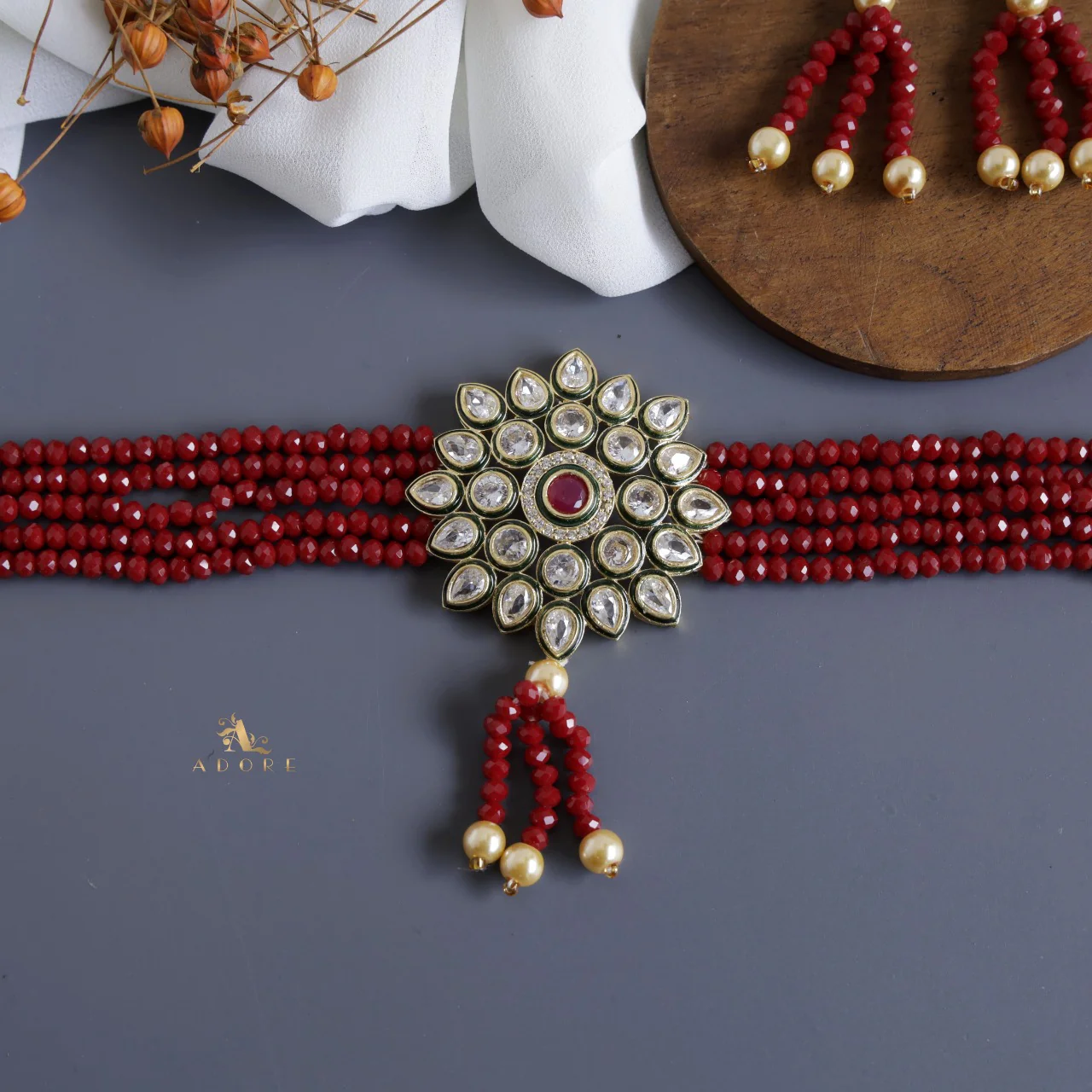 Agasthya Onyx Kundan Choker With Earring - Image 6