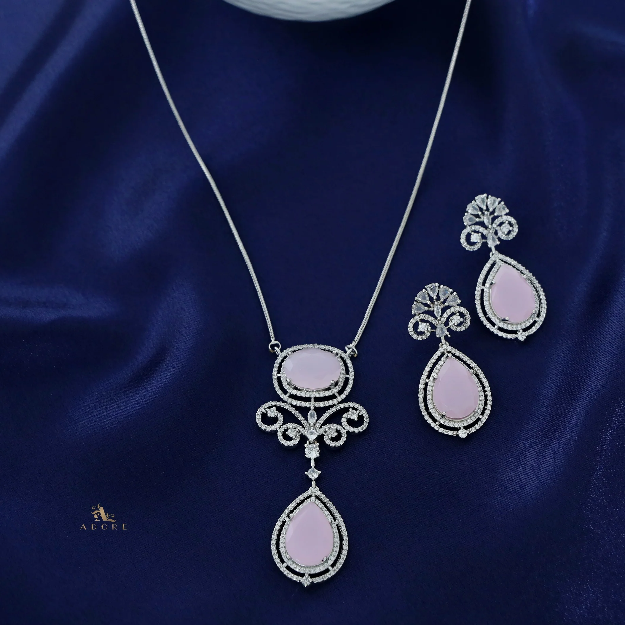 Agastya AD Stone Drop Neckpiece With Earring - Image 10
