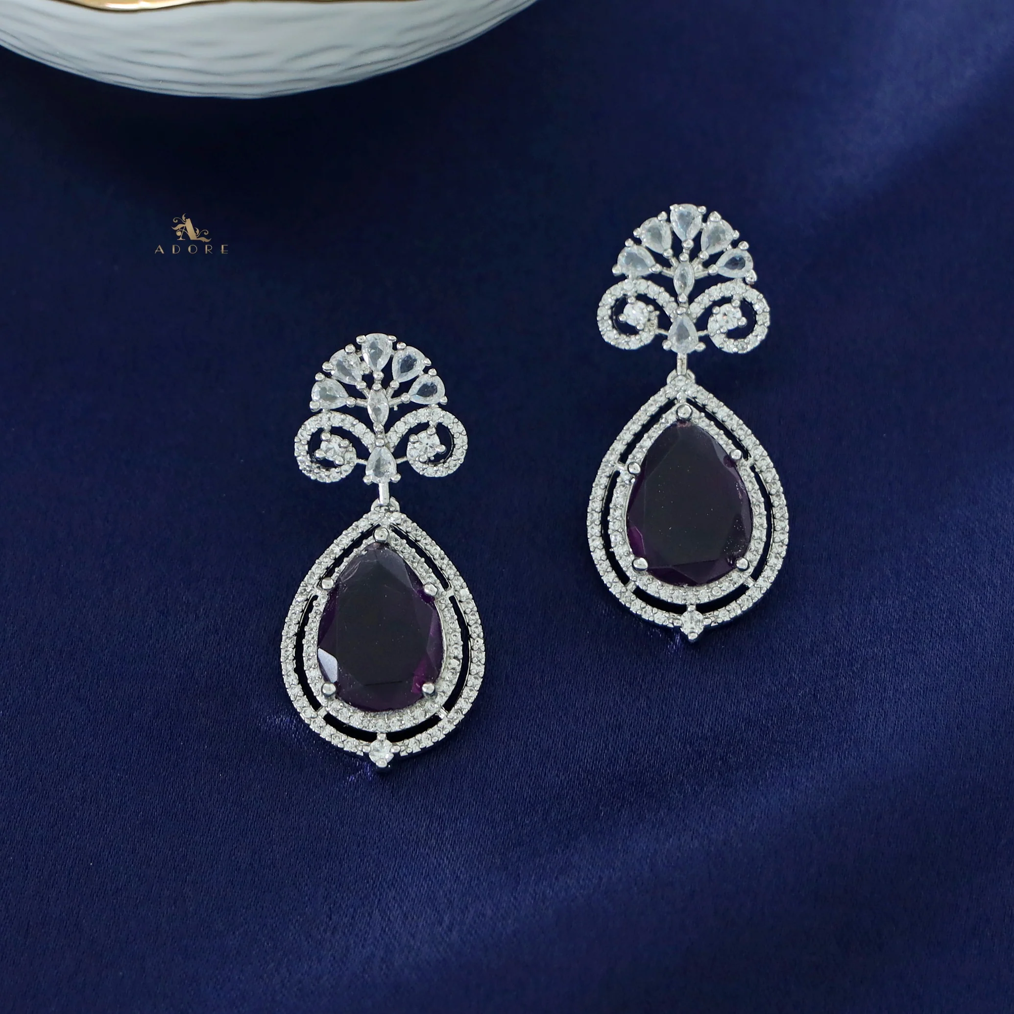 Agastya AD Stone Drop Neckpiece With Earring - Image 11