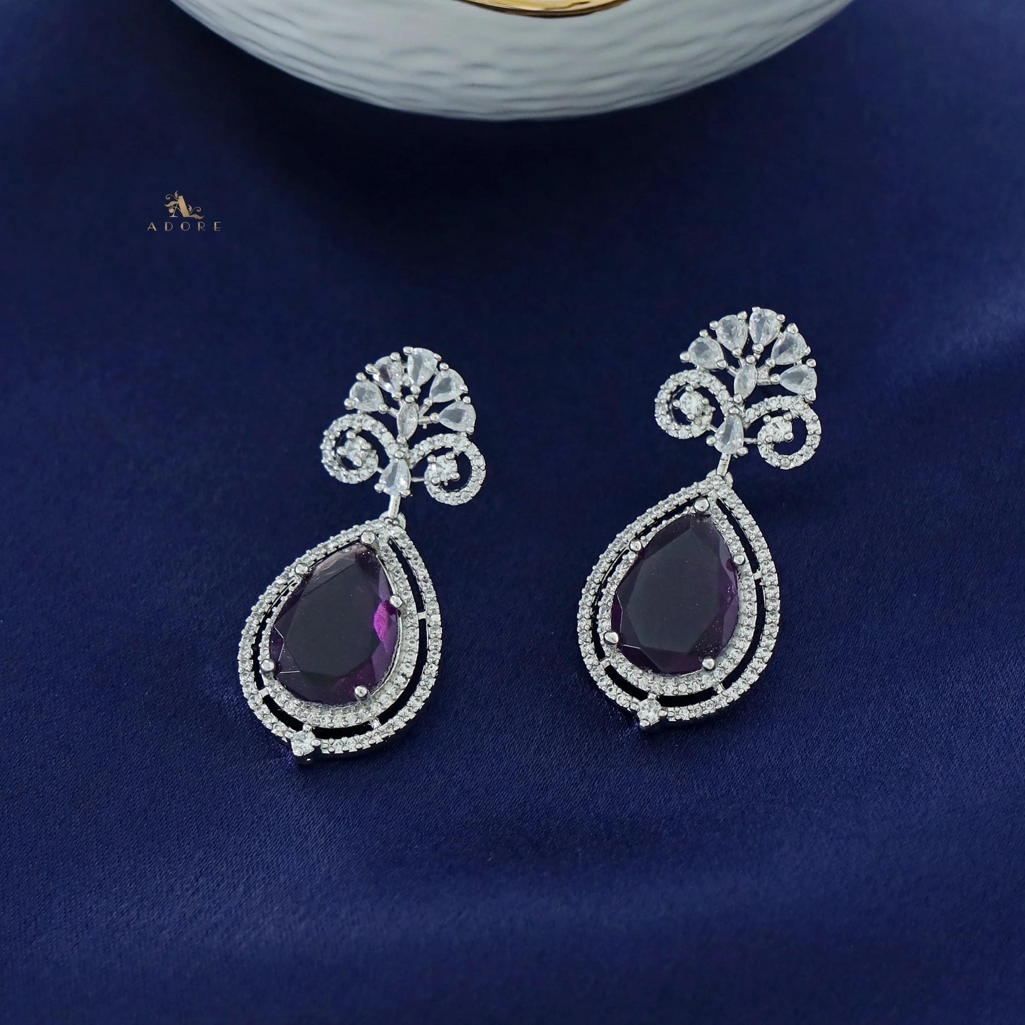 Agastya AD Stone Drop Neckpiece With Earring - Image 12