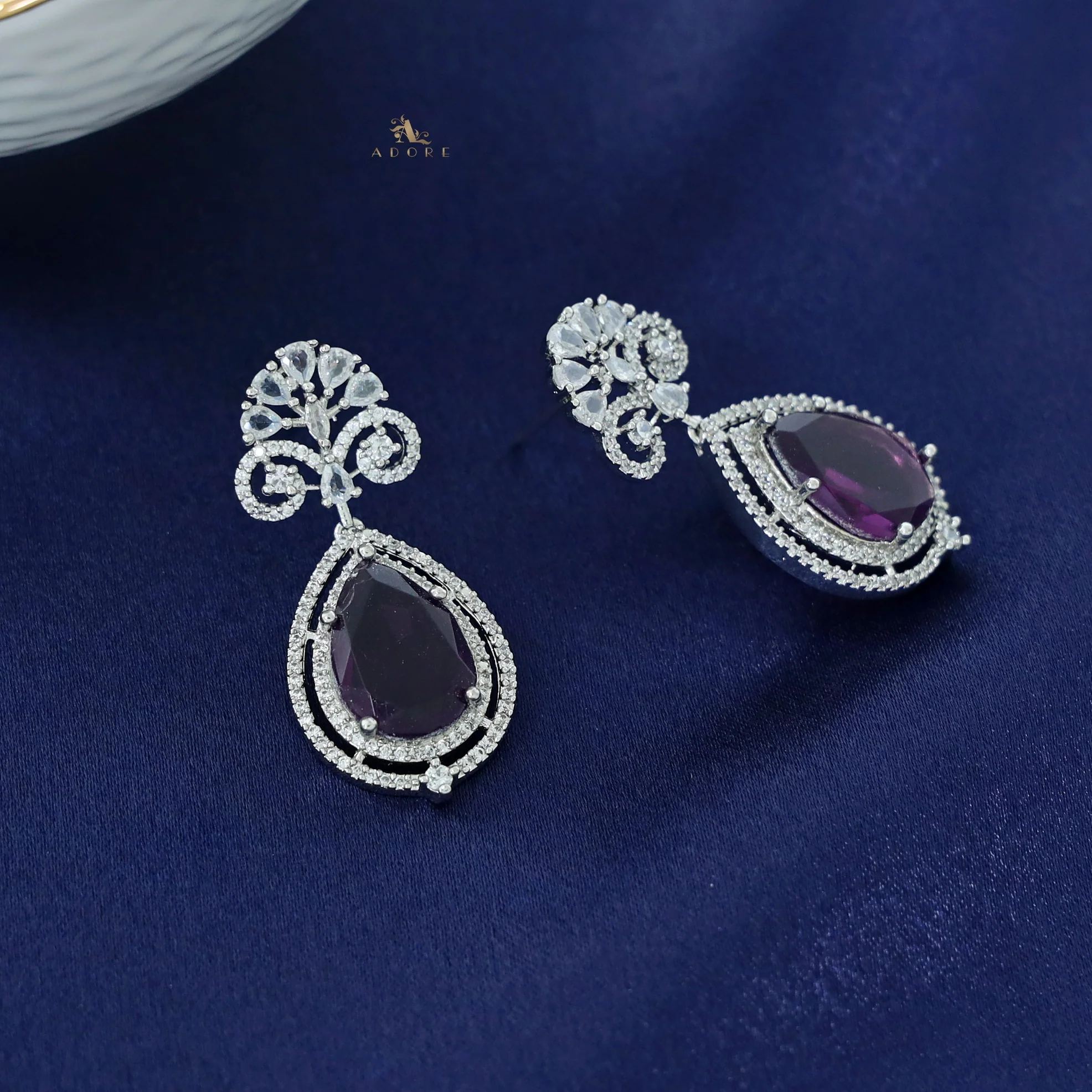Agastya AD Stone Drop Neckpiece With Earring - Image 13
