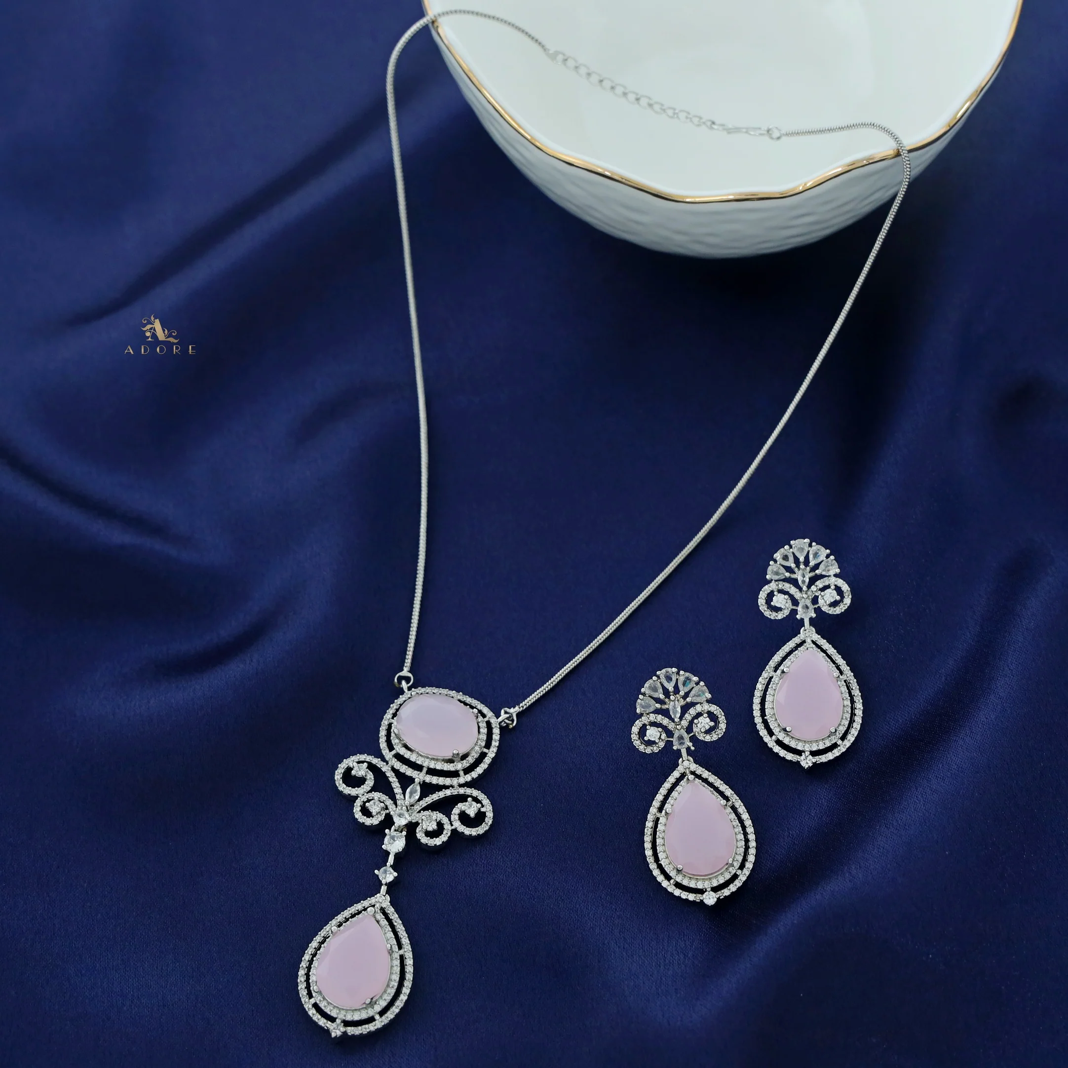Agastya AD Stone Drop Neckpiece With Earring - Image 4