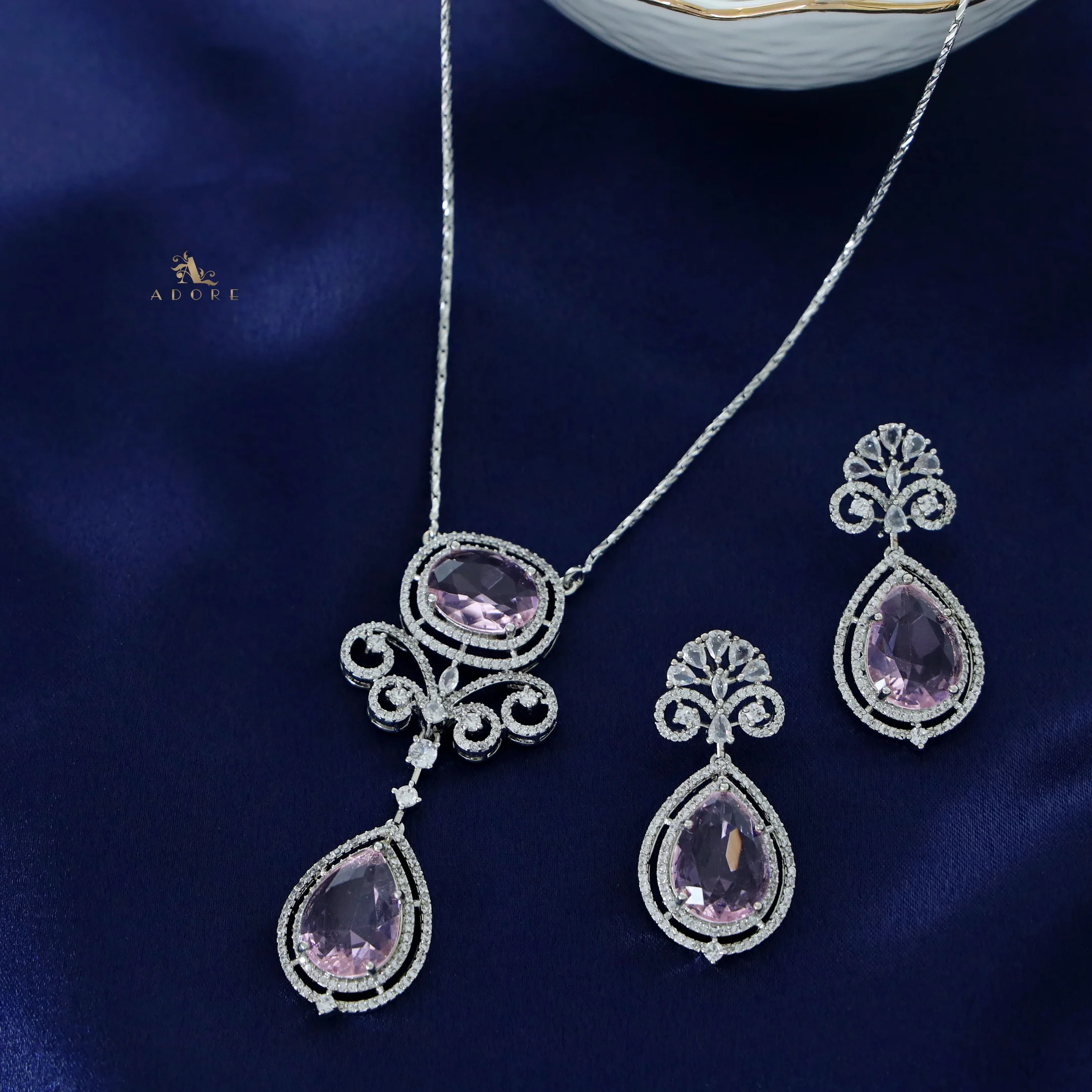 Agastya AD Stone Drop Neckpiece With Earring - Image 8