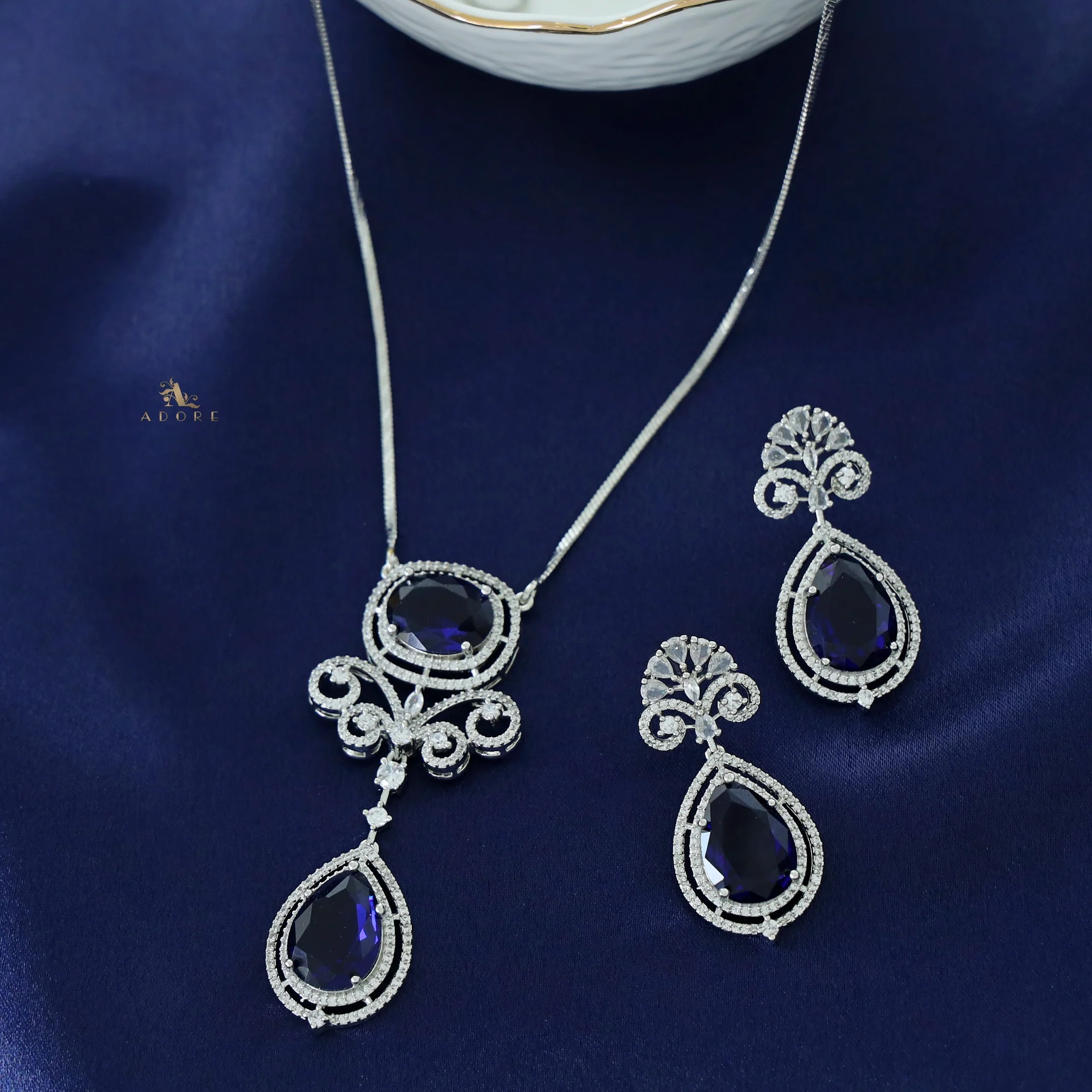 Agastya AD Stone Drop Neckpiece With Earring - Image 9