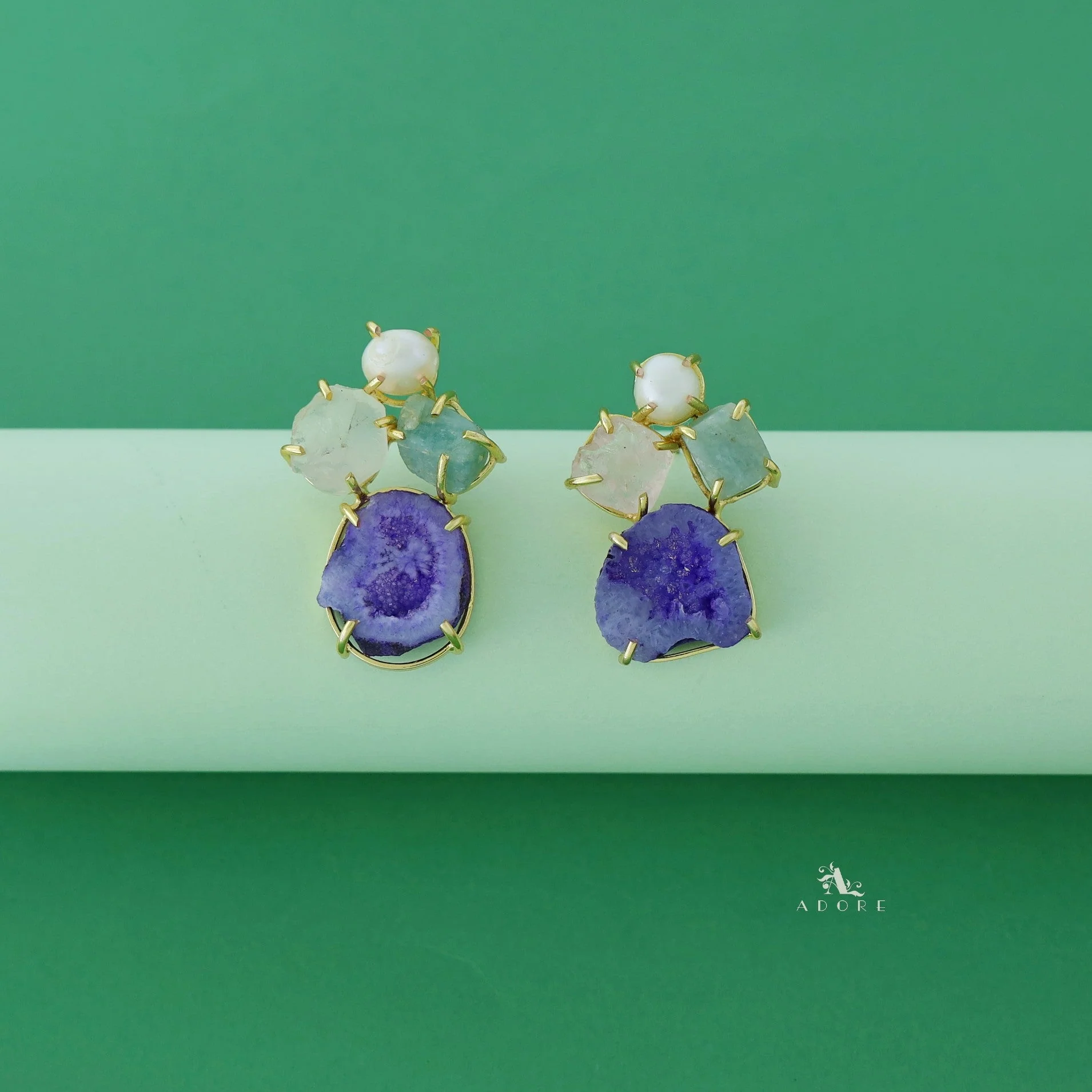 Agate Raw Stone + Pearl Earring - Image 12