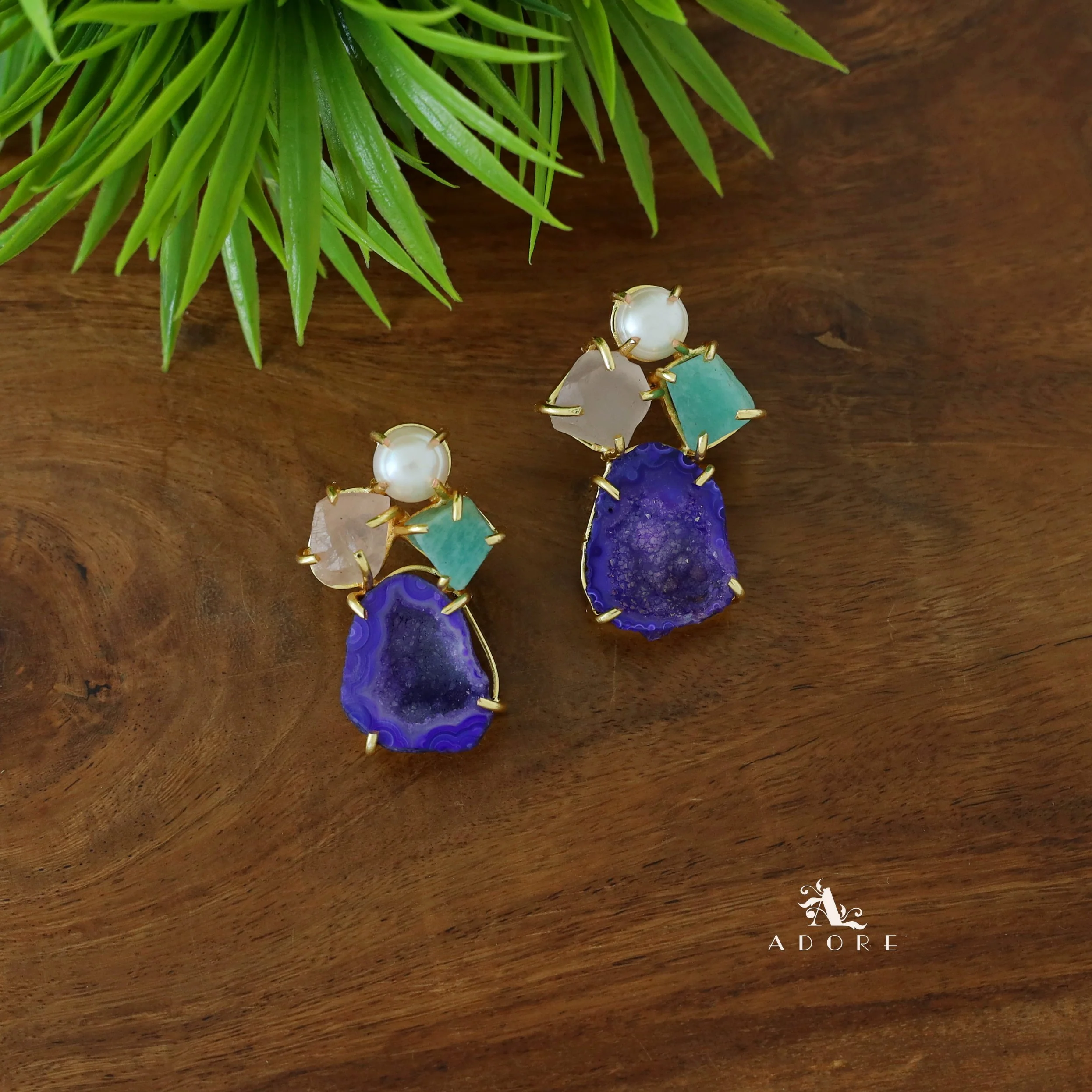 Agate Raw Stone + Pearl Earring - Image 14