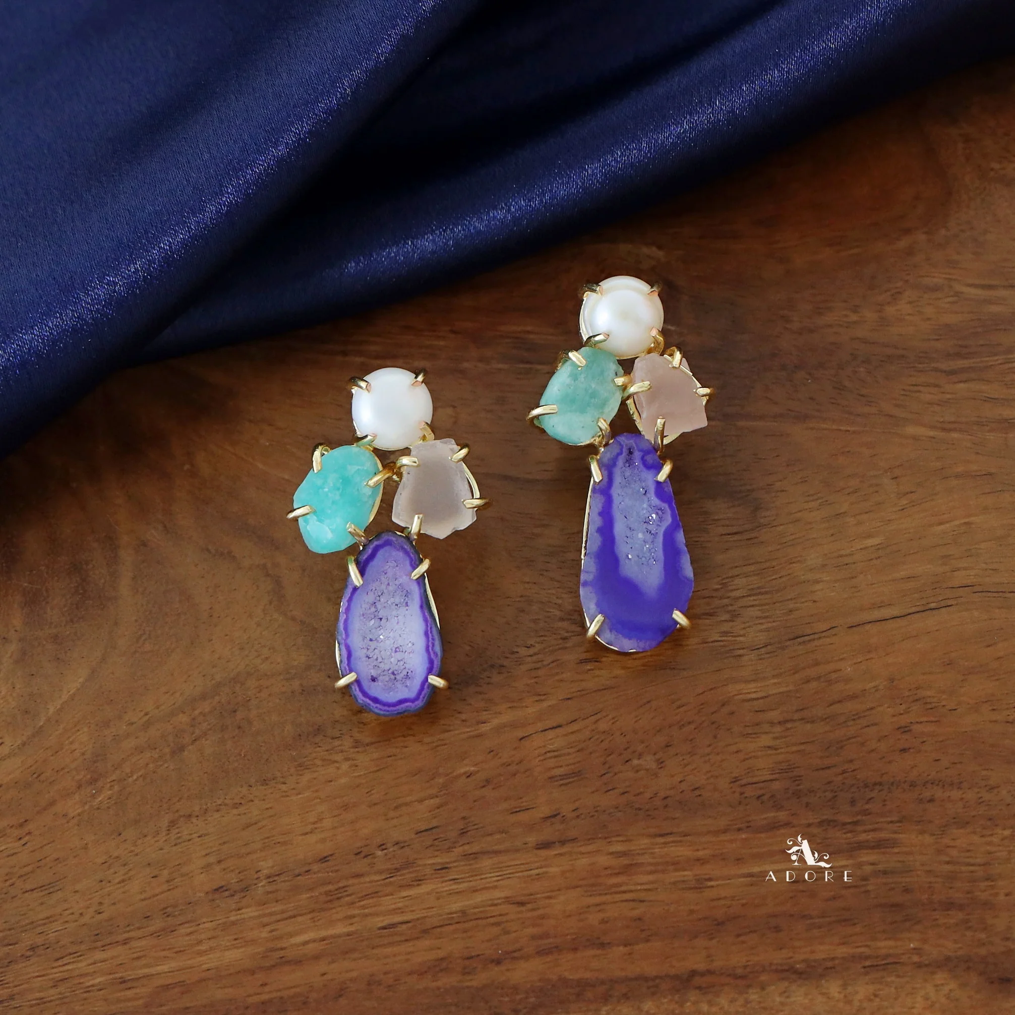 Agate Raw Stone + Pearl Earring - Image 20